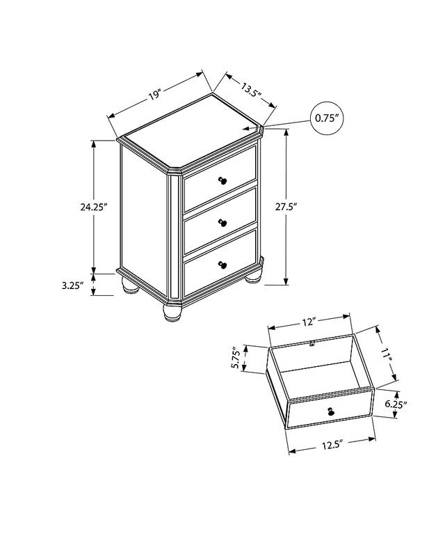 Beveridge Silver Nightstand - Thumbnail - Image 3