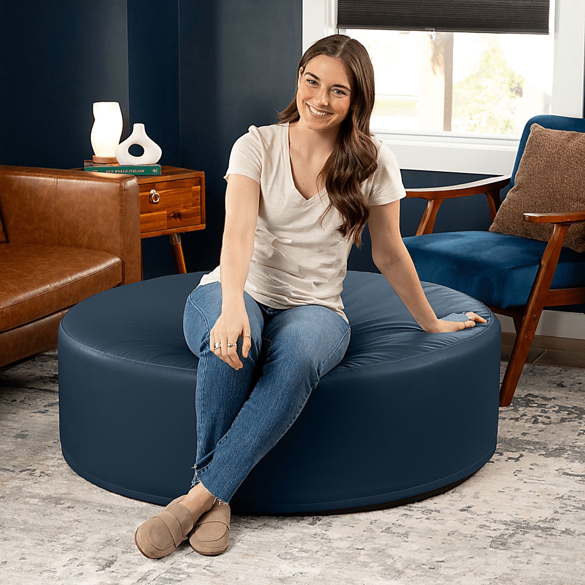 Bevina I Blue Large Ottoman - Image 4