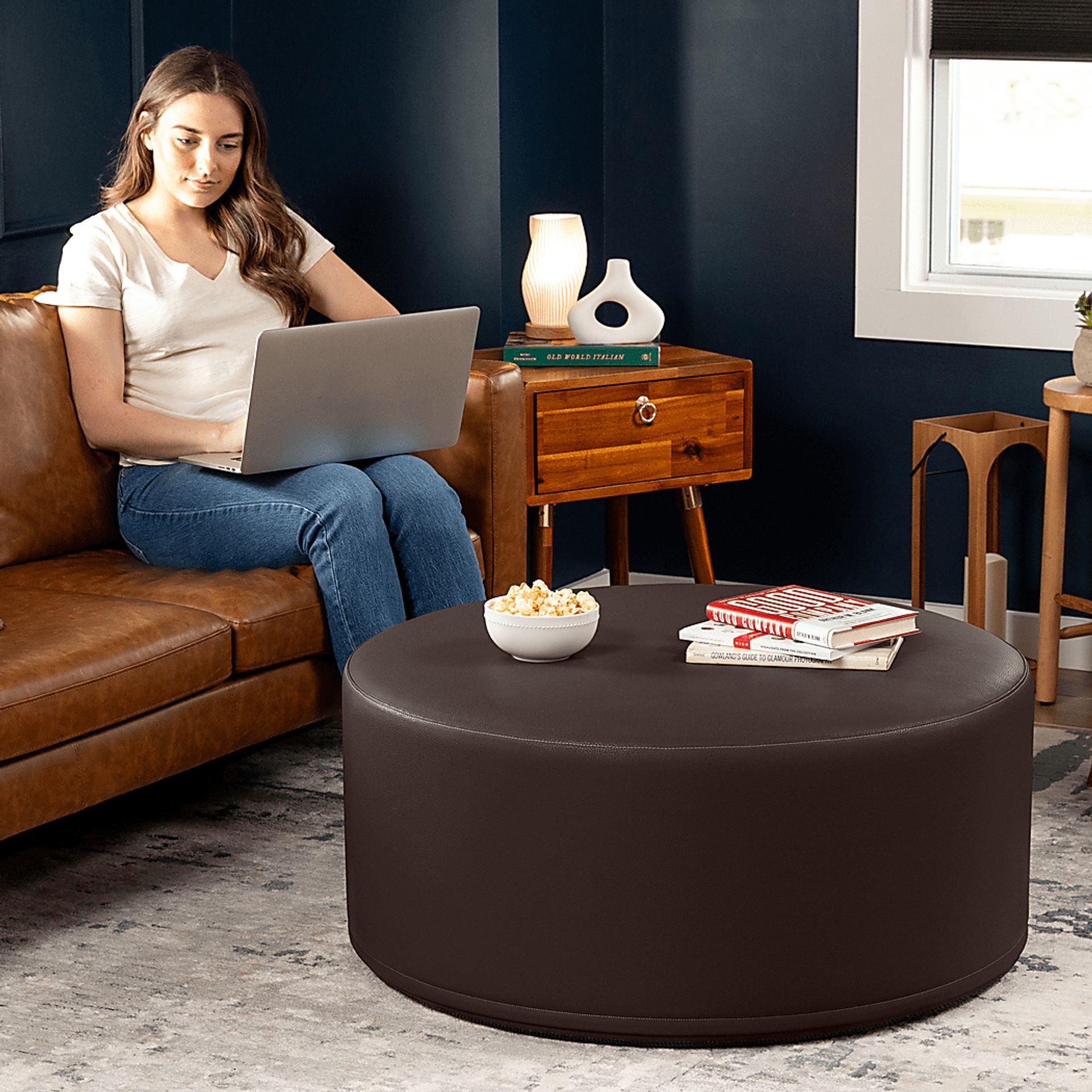 Bevina I Brown Ottoman - Image 6