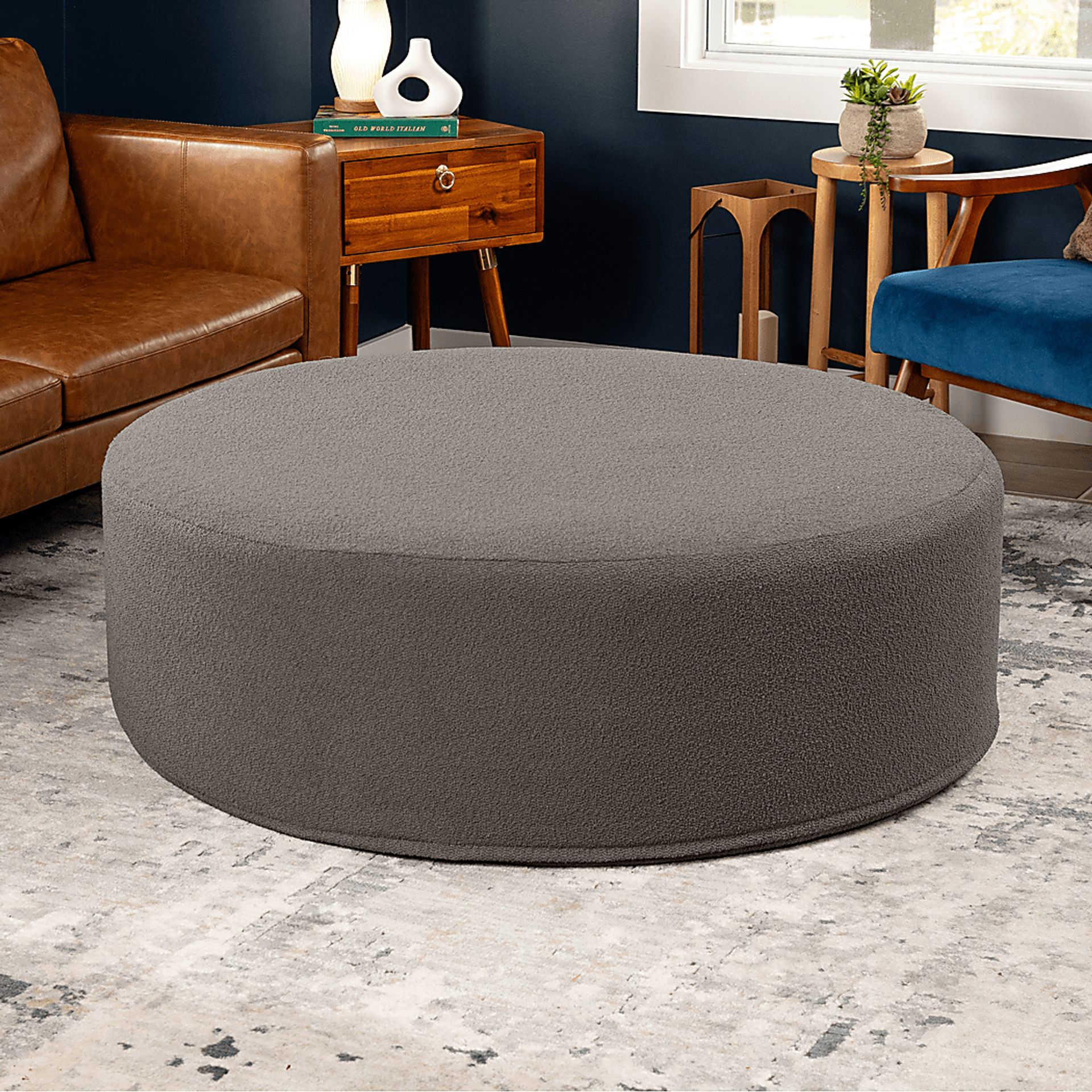 Bevina II Dark Gray Large Ottoman - Image 4