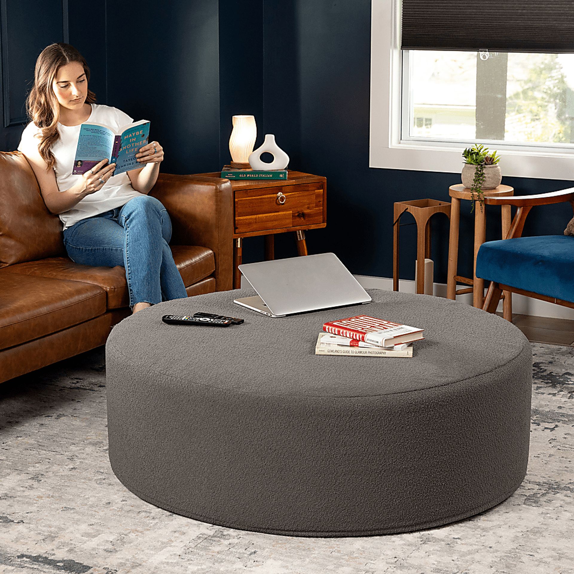 Bevina II Dark Gray Large Ottoman - Image 6