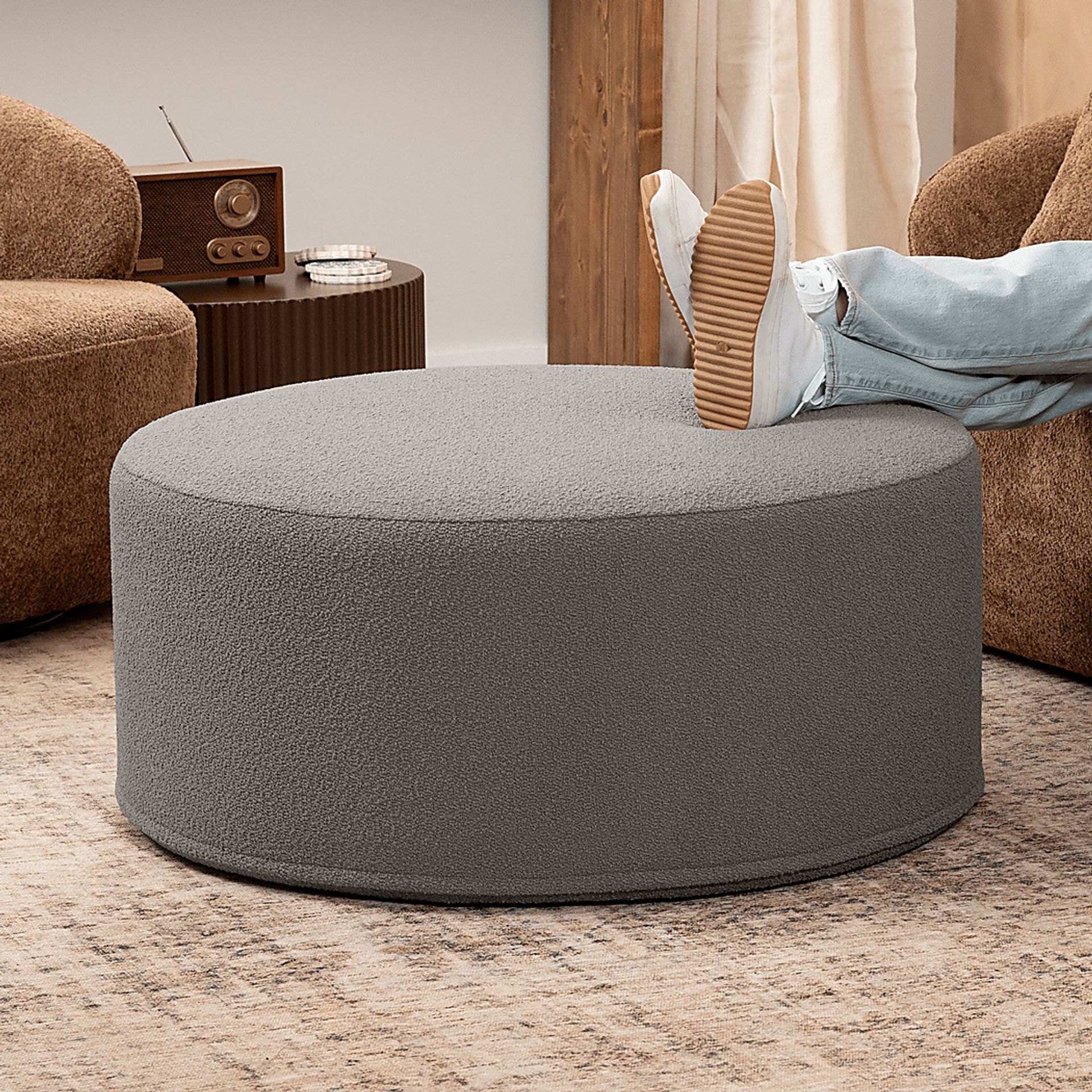 Bevina II Dark Gray Ottoman - Image 2