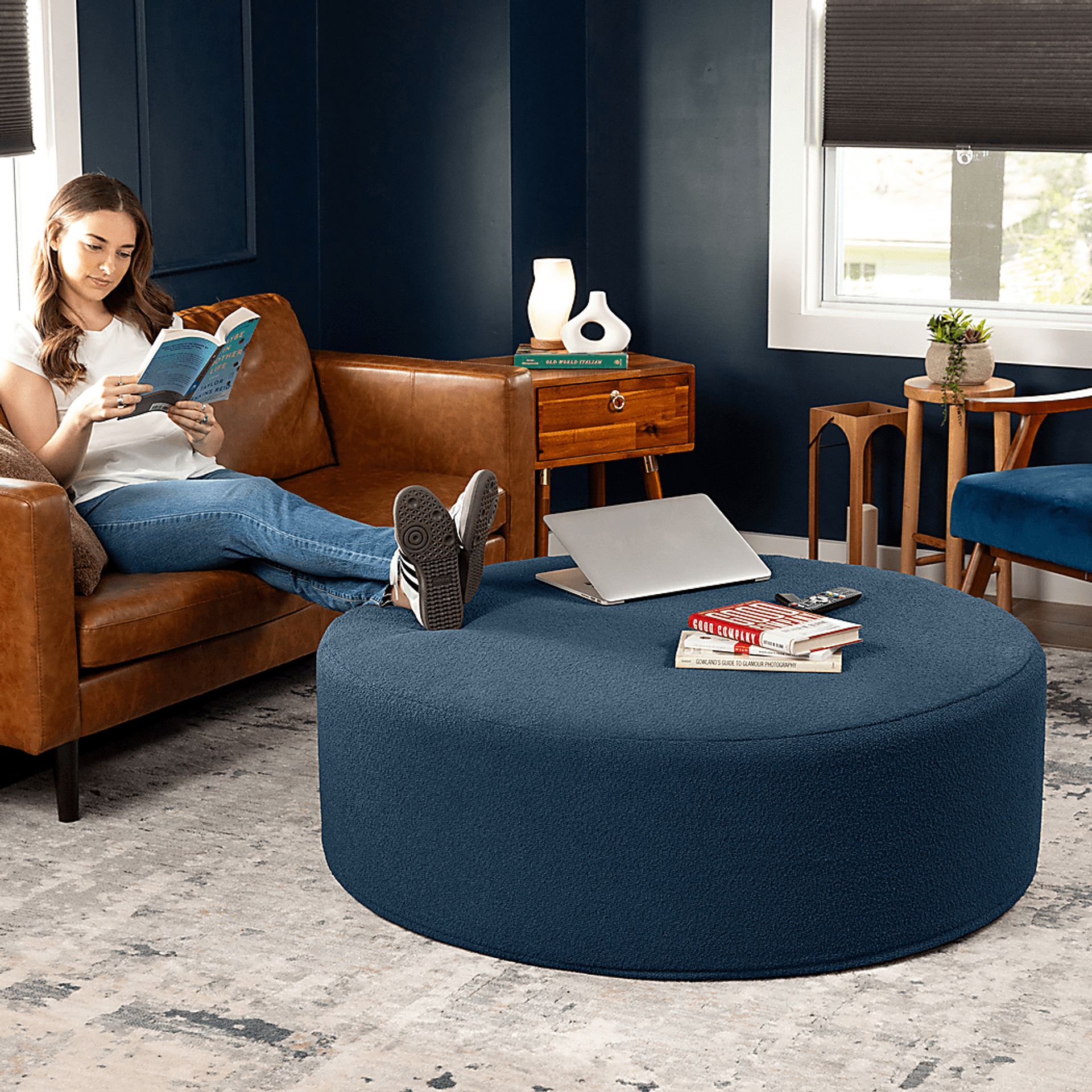 Bevina II Navy Large Ottoman - Image 7