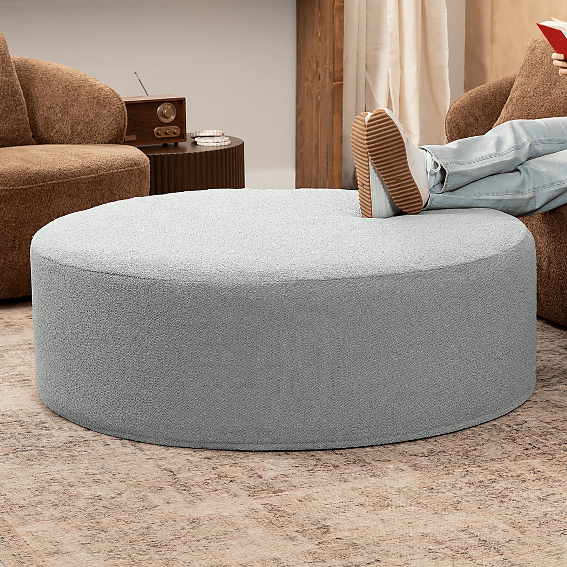 Bevina II Silver Large Ottoman - Image 2