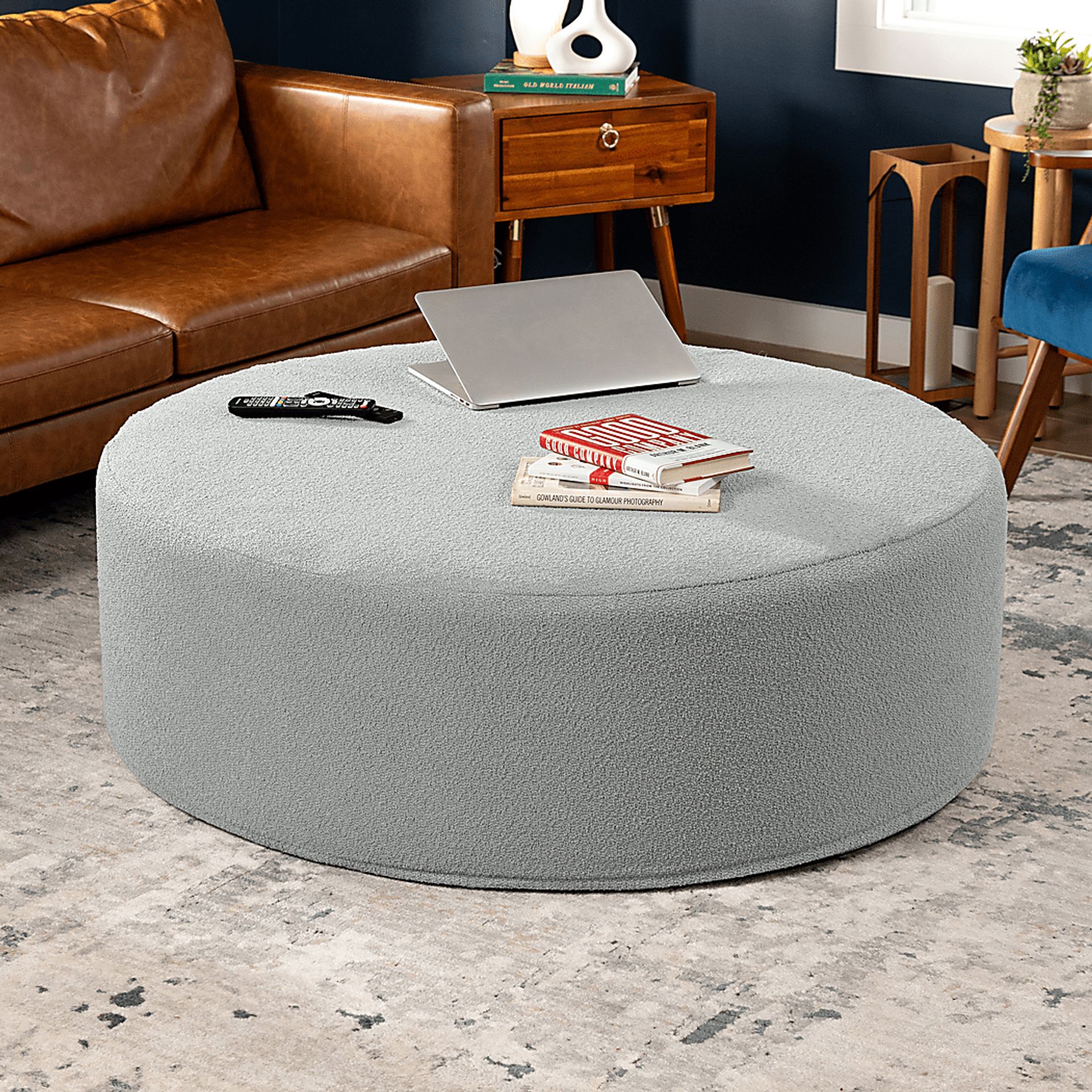 Bevina II Silver Large Ottoman - Image 3