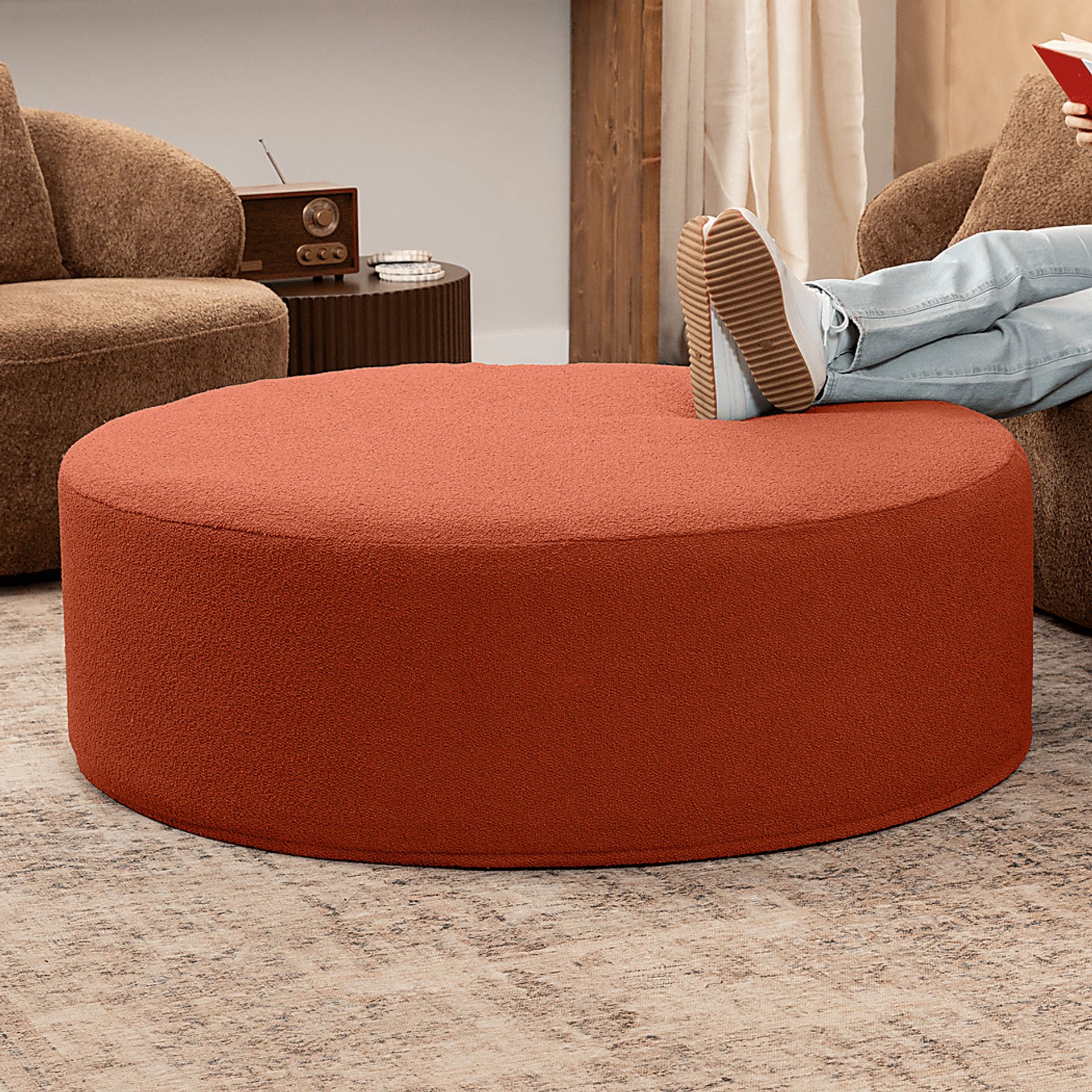 Bevina II Terracotta Large Ottoman - Image 2