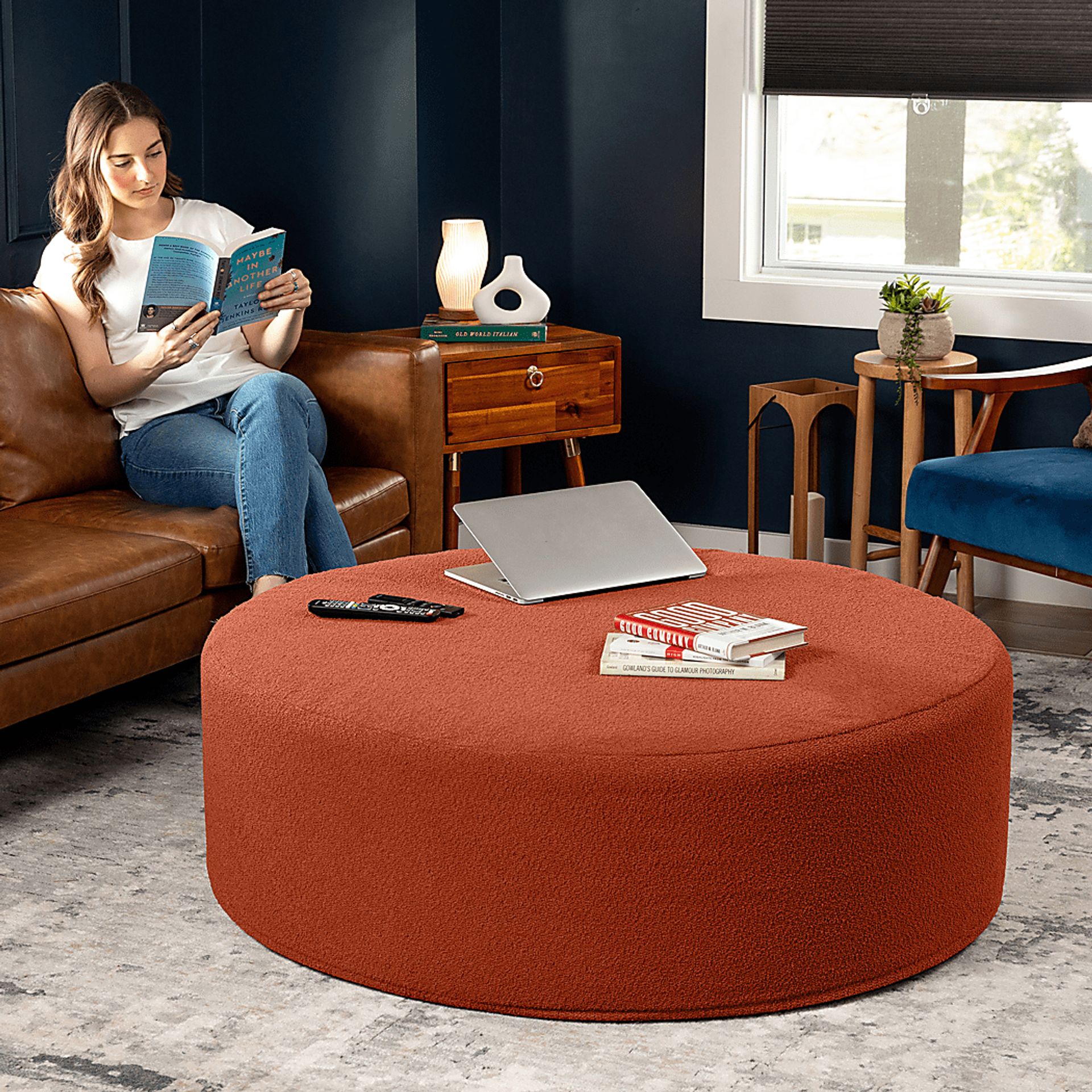 Bevina II Terracotta Large Ottoman - Image 6