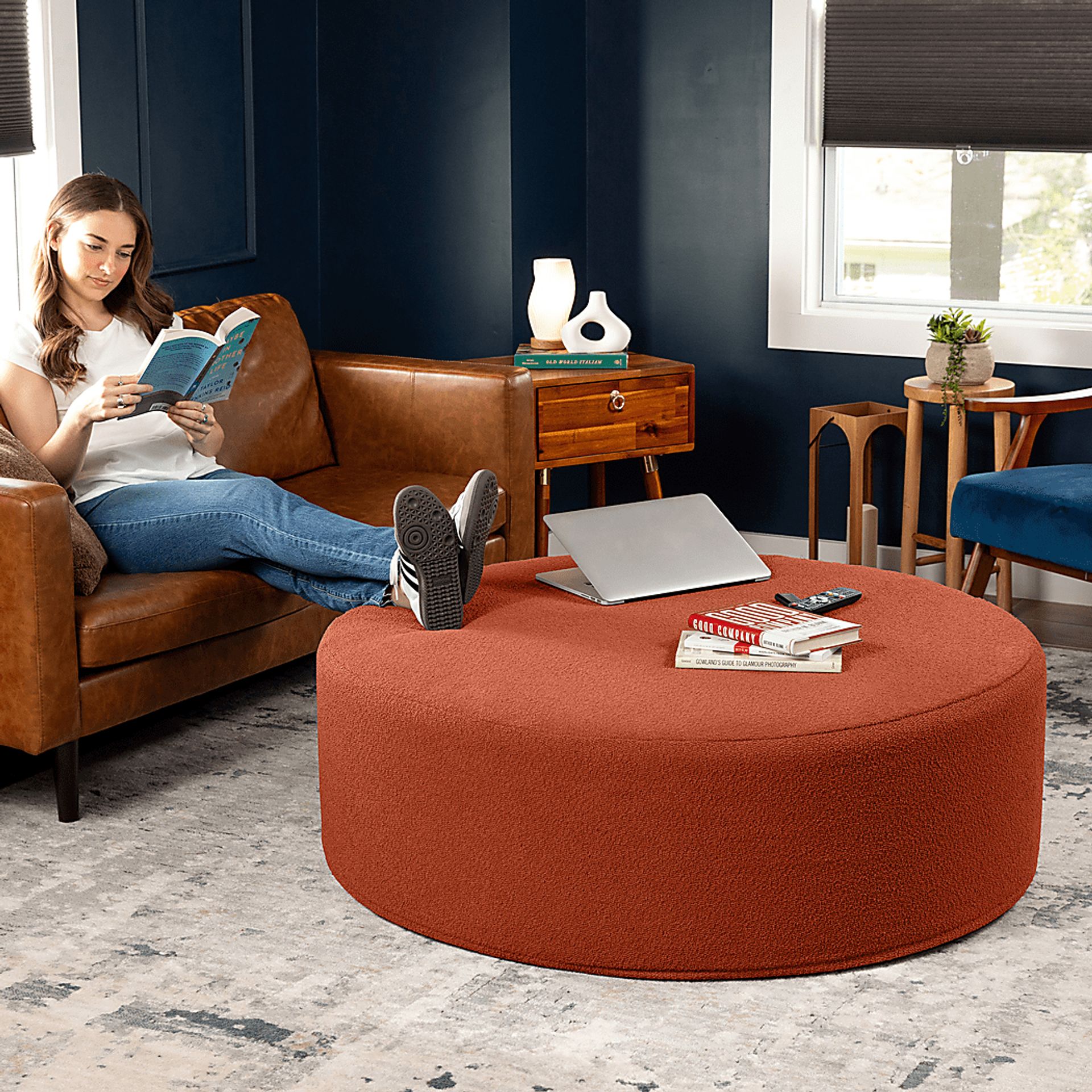 Bevina II Terracotta Large Ottoman - Image 7