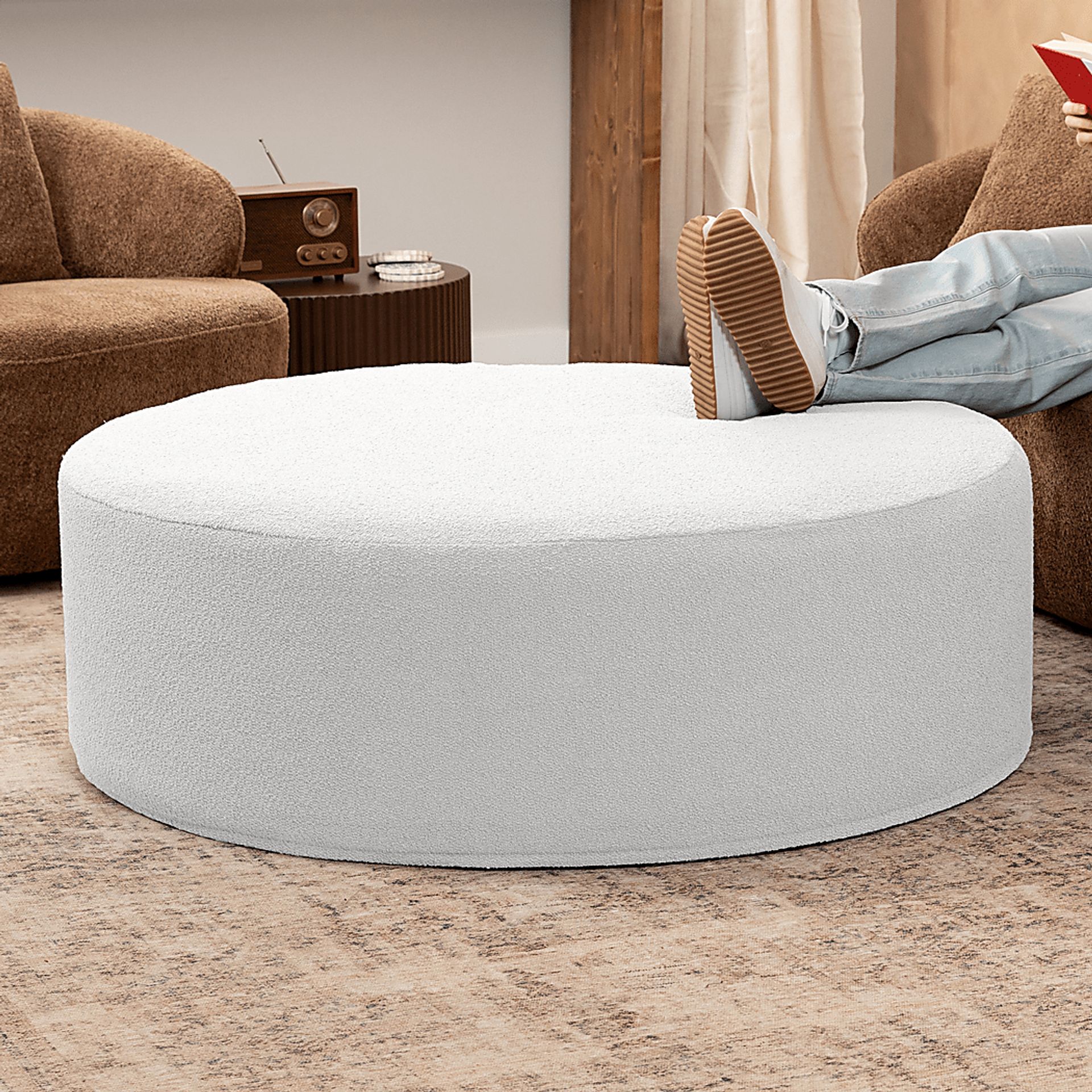 Bevina II White Large Ottoman - Image 2