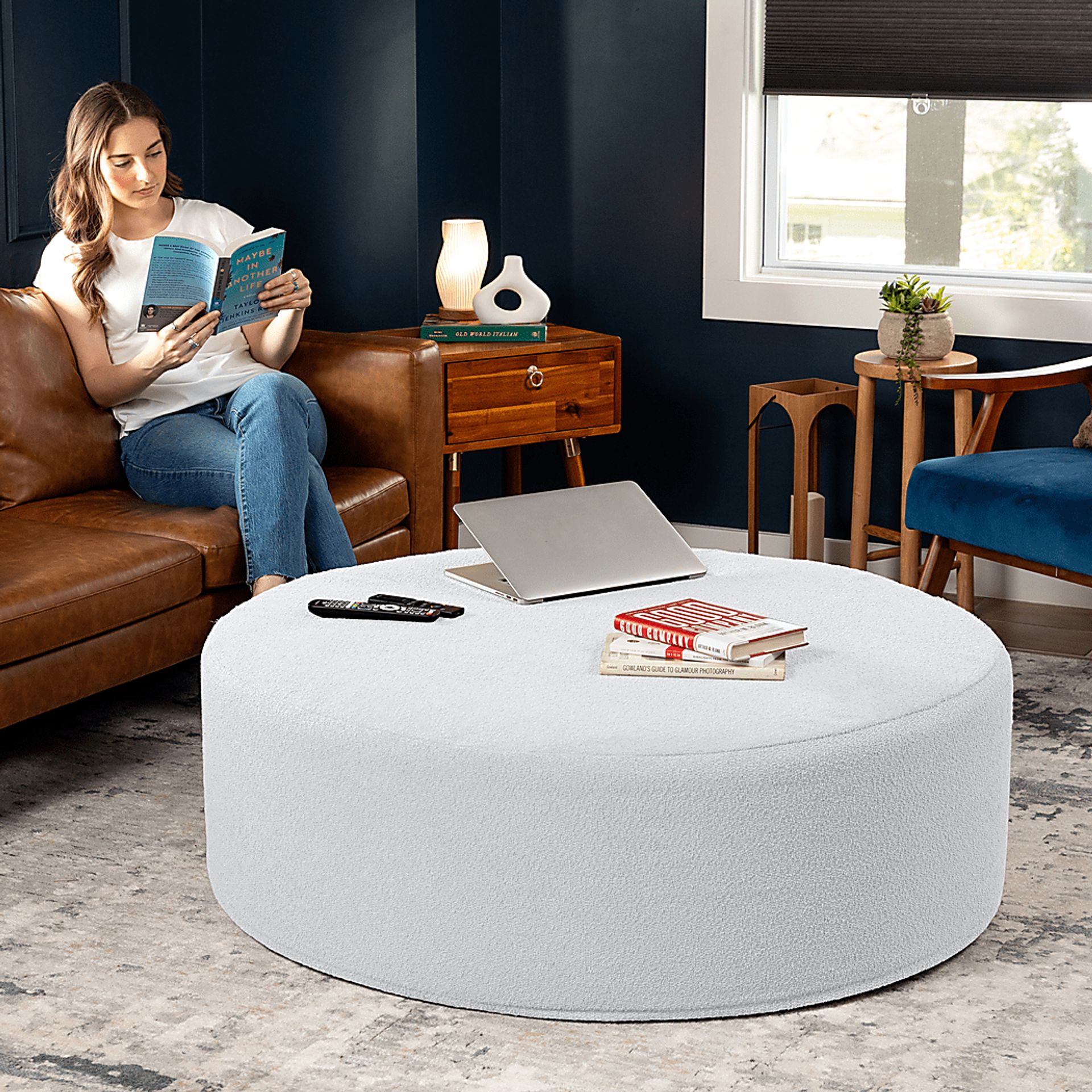 Bevina II White Large Ottoman - Image 6