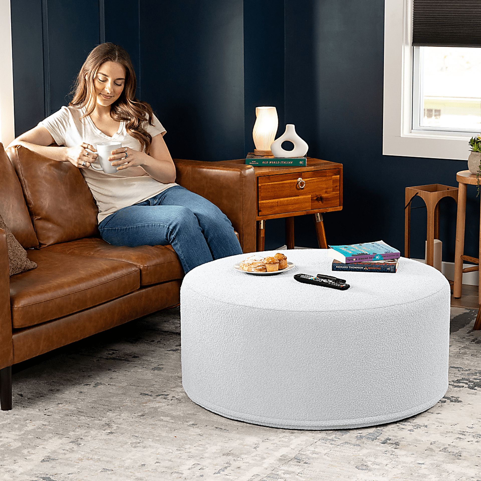 Bevina II White Ottoman - Image 5