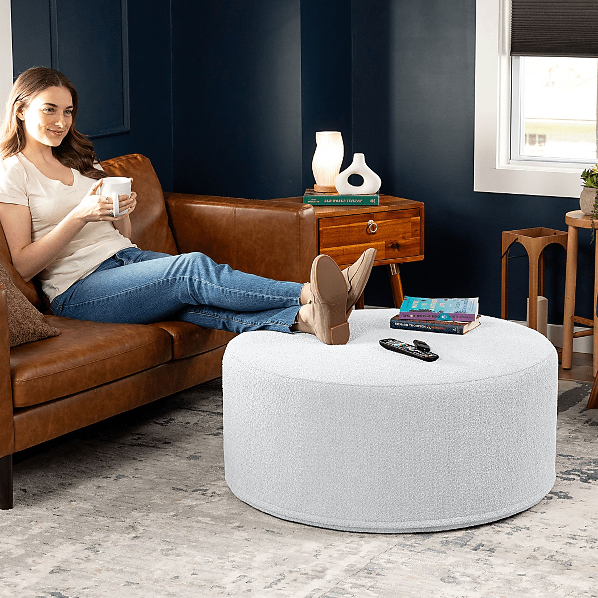 Bevina II White Ottoman - Image 6