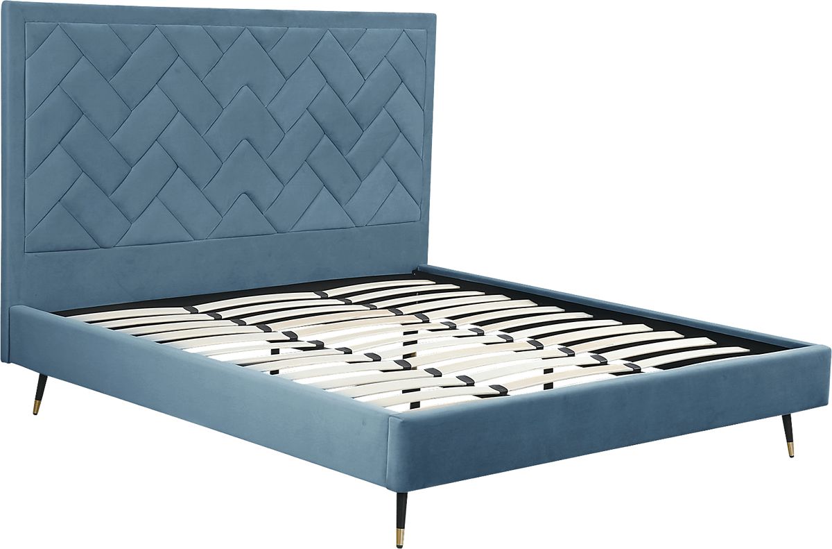 Bevra Blue Velvet Plush King Bed | Rooms to Go