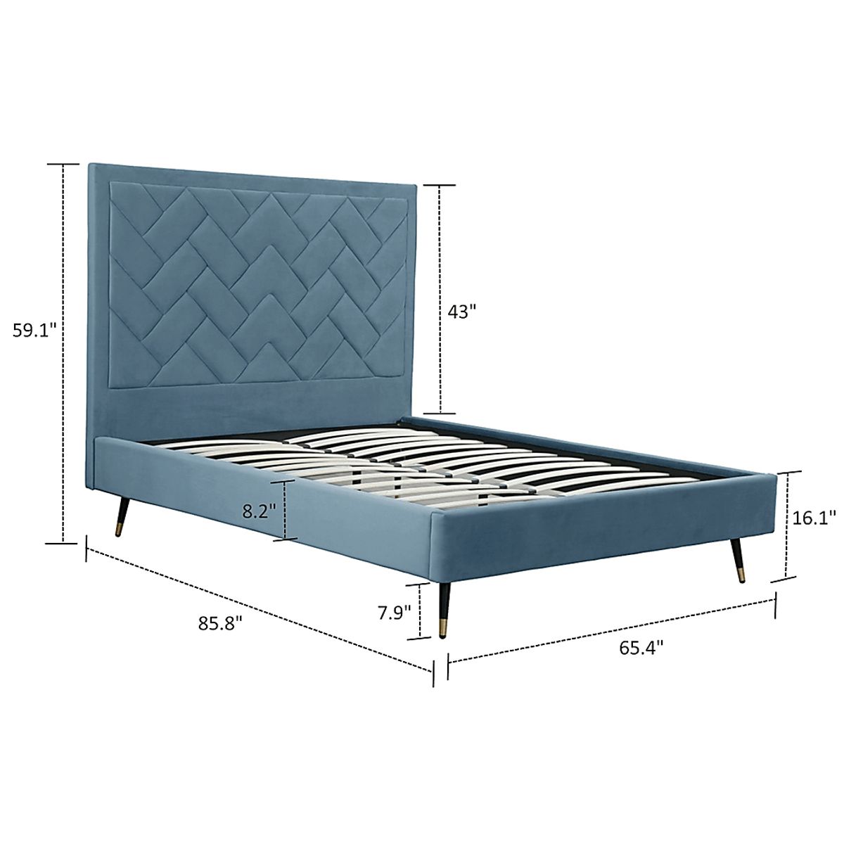 Bevra Blue Velvet Plush Queen Bed | Rooms to Go