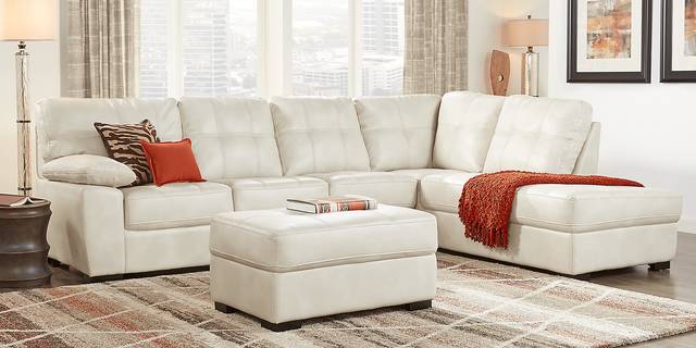 Bexley Square Cream 6 Pc Sectional Living Room Plus HDTV - Thumbnail - Image 1