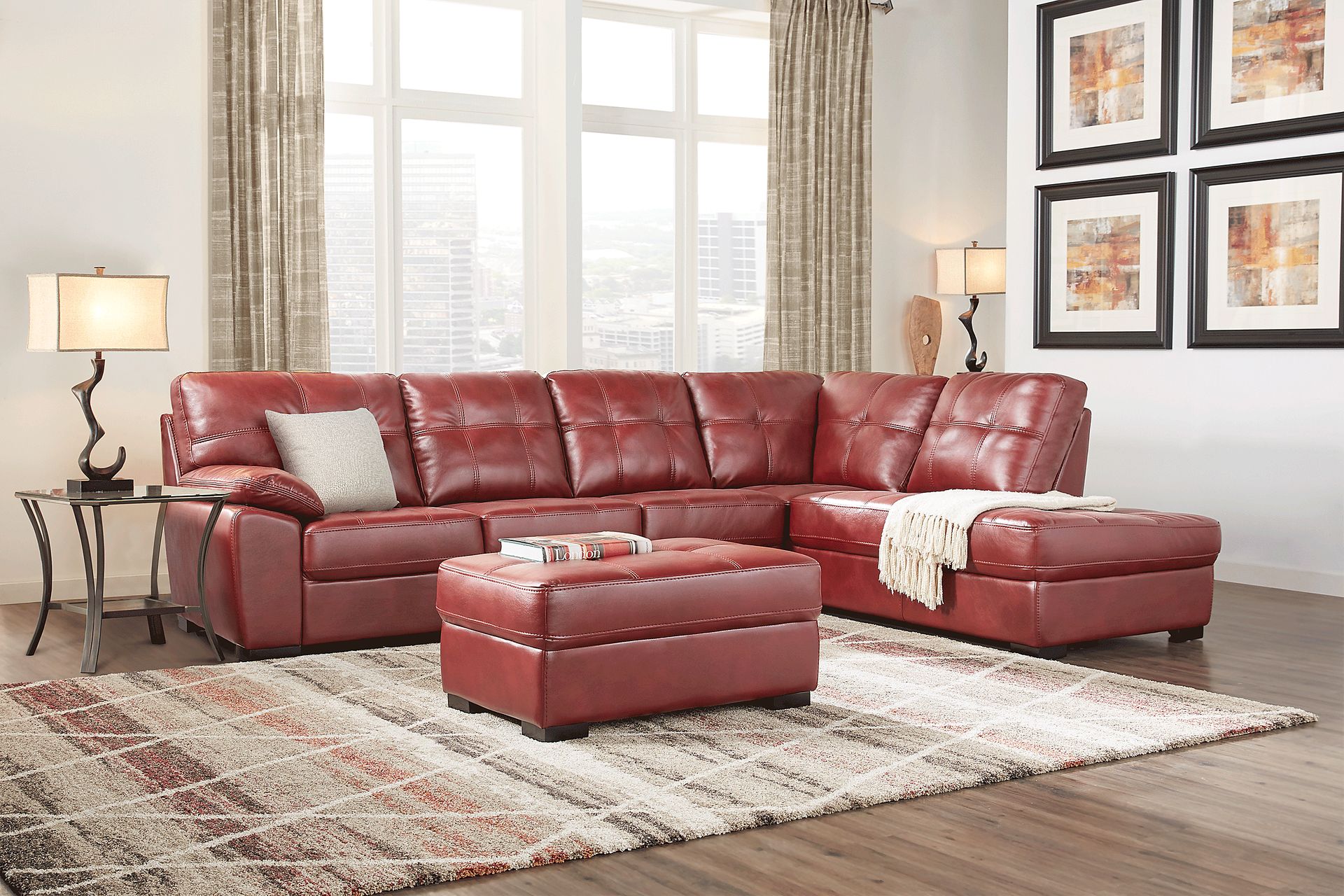 Bexley Square Red 3 Pc Sectional Living Room - Image 1