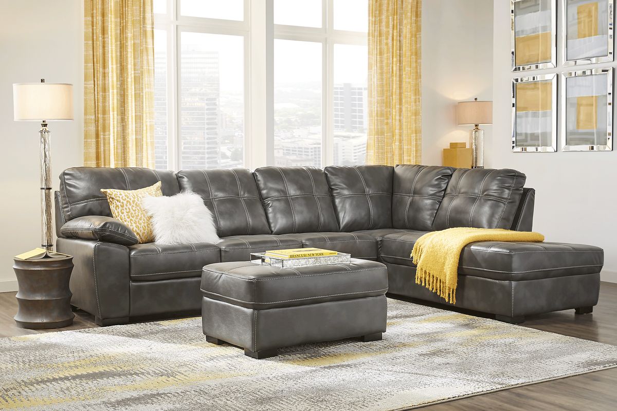 Robson Street Dark Gray Woven 2 Pc Right Arm Sectional - Rooms To Go
