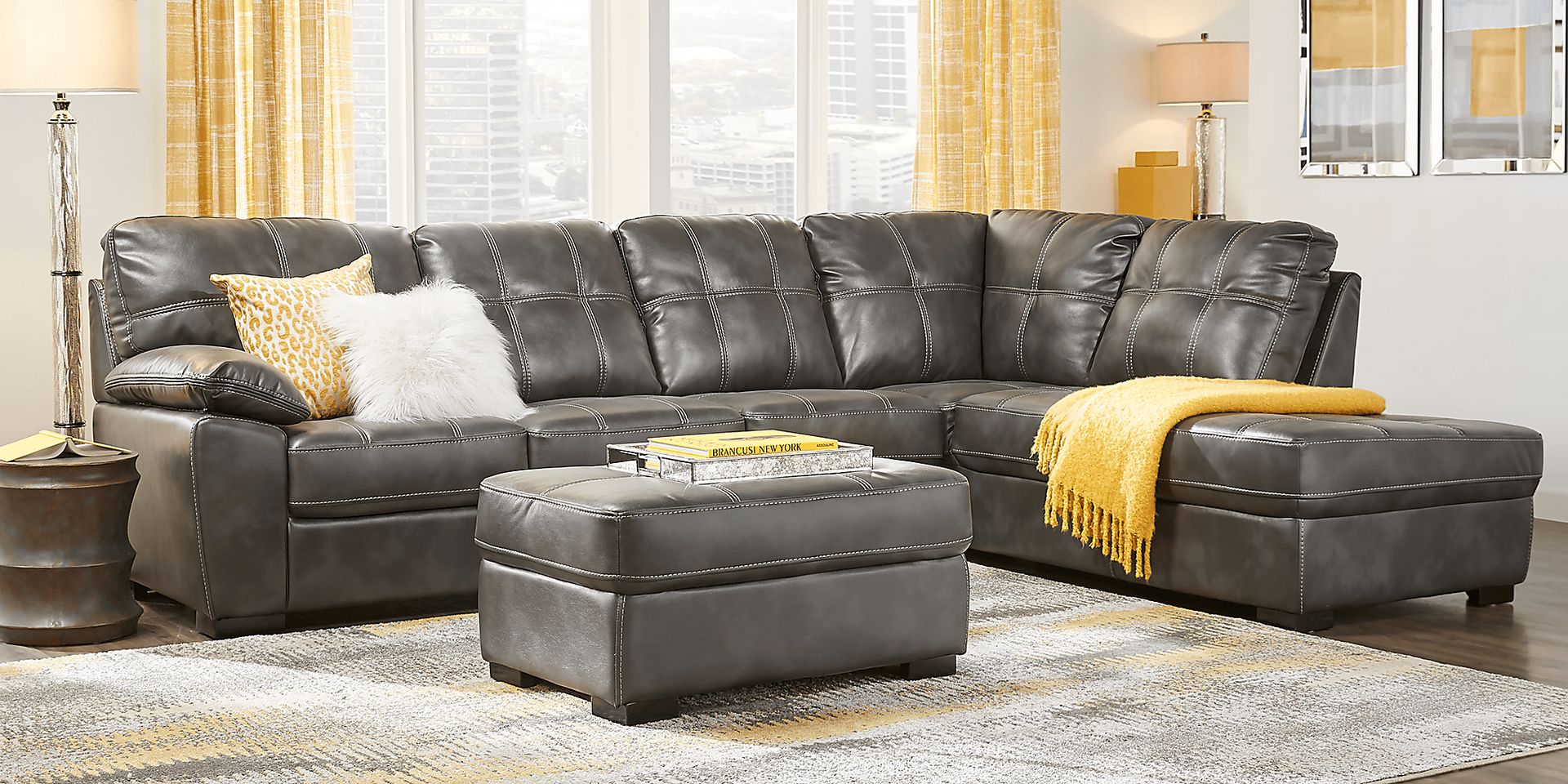 Bexley Square Slate 6 Pc Sectional Living Room Plus HDTV - Image 1
