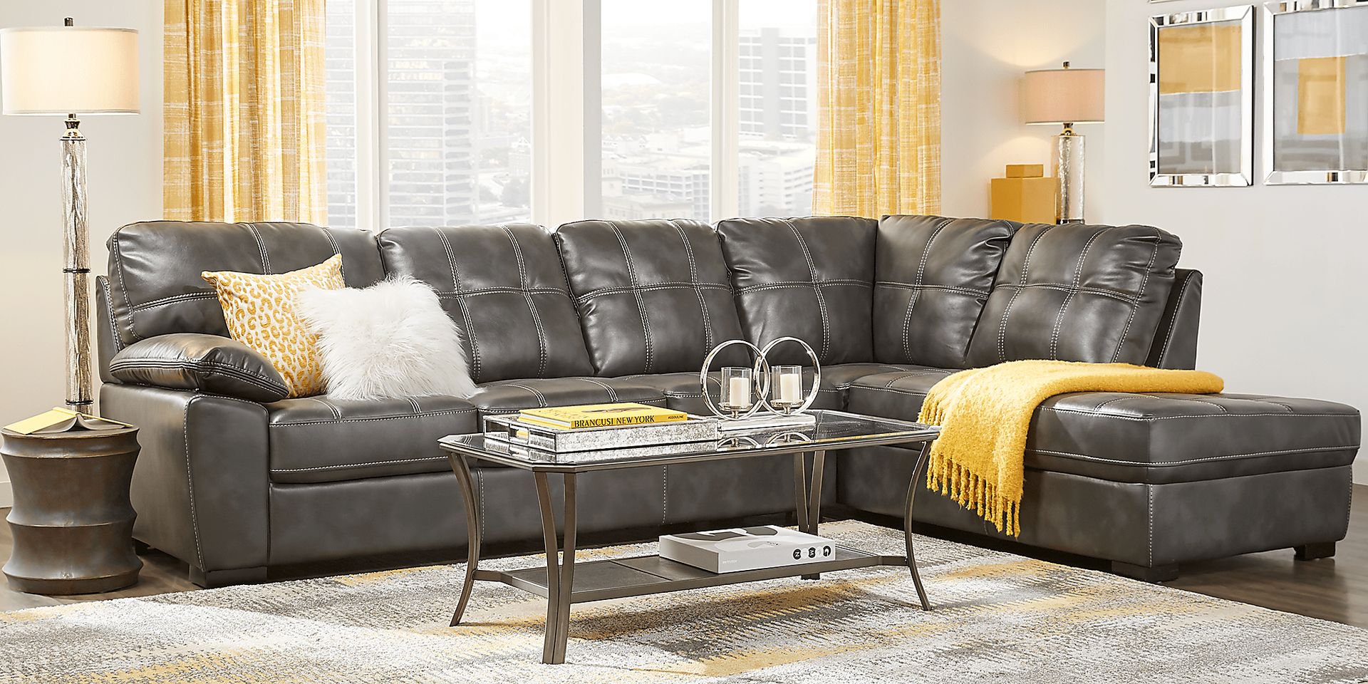 Bexley Square Slate 6 Pc Sectional Living Room - Image 1
