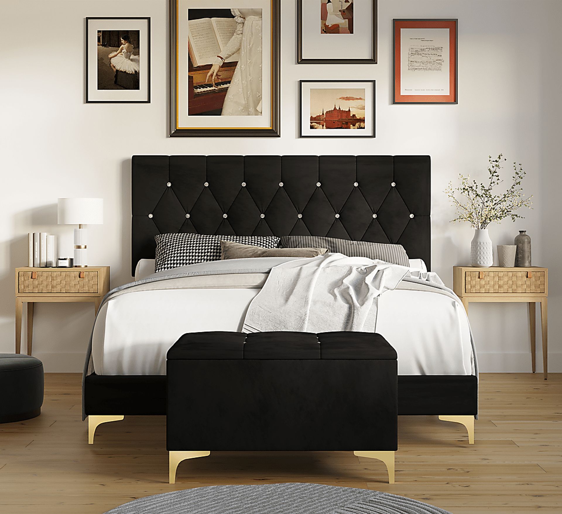 Bickley Black Queen Bed with Bench - Image 4
