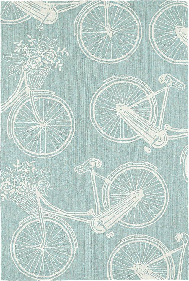 Bicycle Adventure Blue 7'6 x 9' Indoor/Outdoor Rug - Thumbnail - Image 1