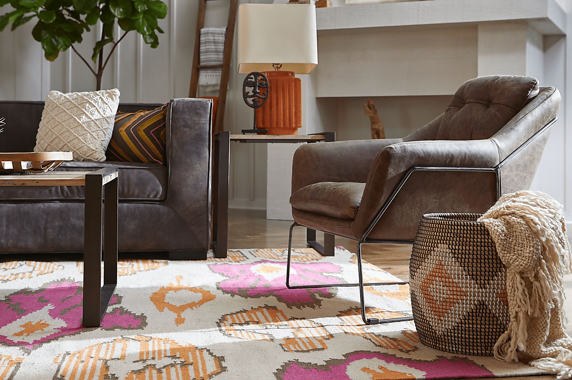 Bidwell Brown Leather Accent Chair - Image 2