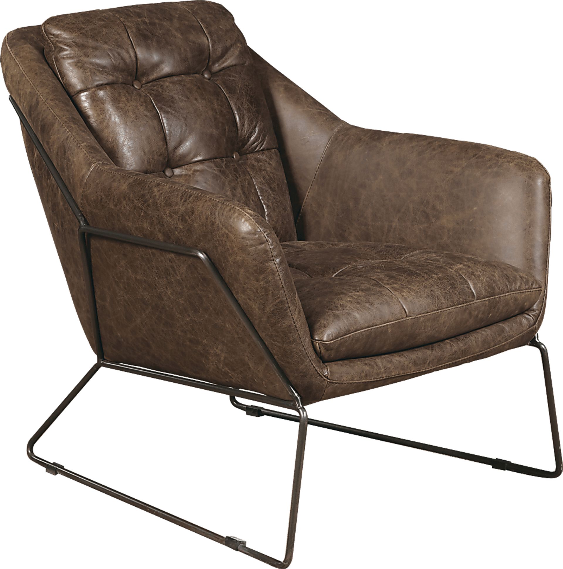 Bidwell Brown Leather Accent Chair - Image 1