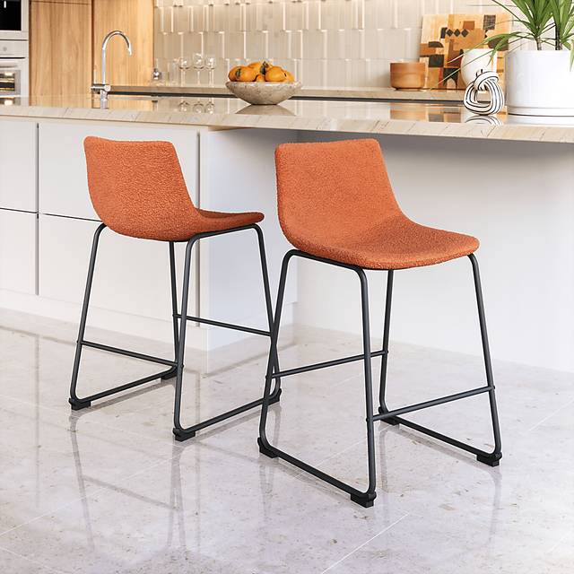 Bieless Orange Counter Height Stool, Set of 2 - Thumbnail - Image 2