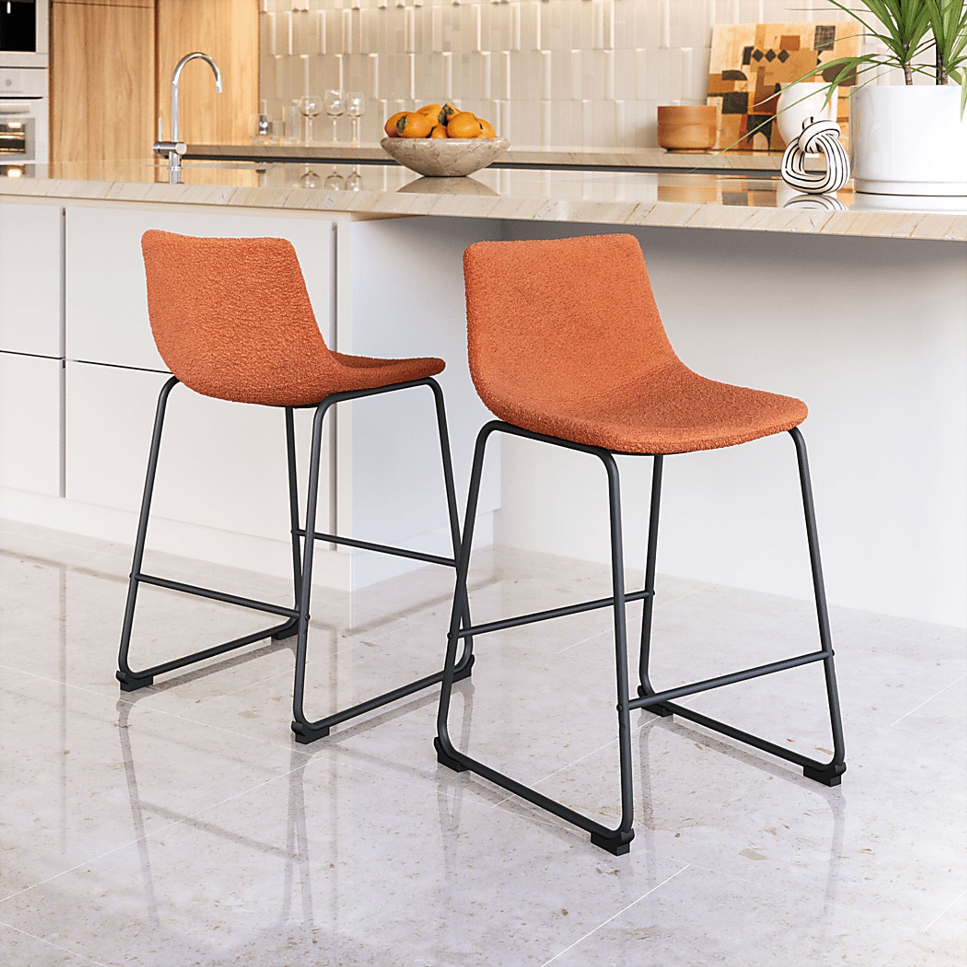 Bieless Orange Counter Height Stool, Set of 2 - Image 2