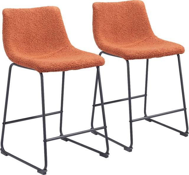 Bieless Orange Counter Height Stool, Set of 2 - Thumbnail - Image 1