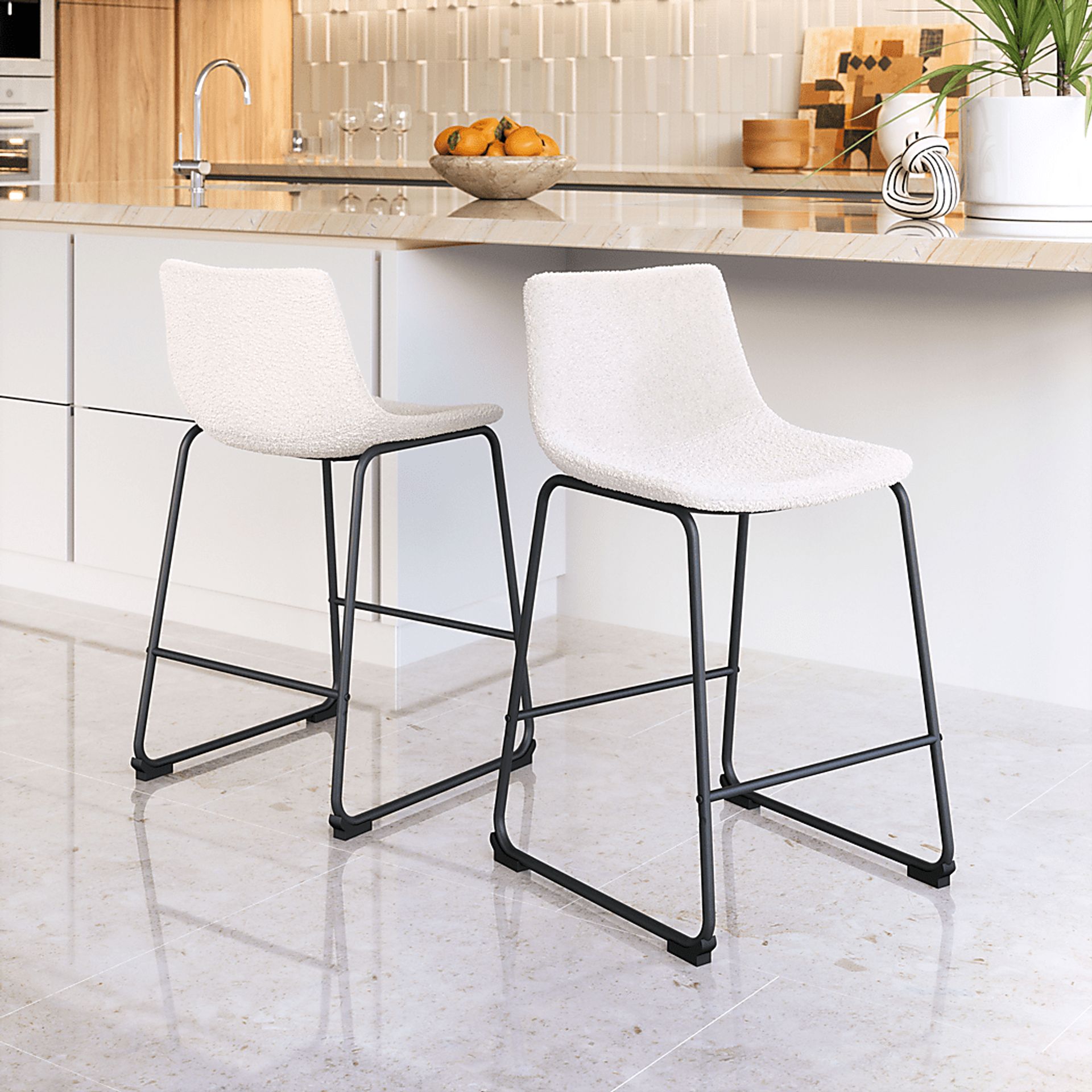 Bieless White Counter Height Stool, Set 2 - Image 2