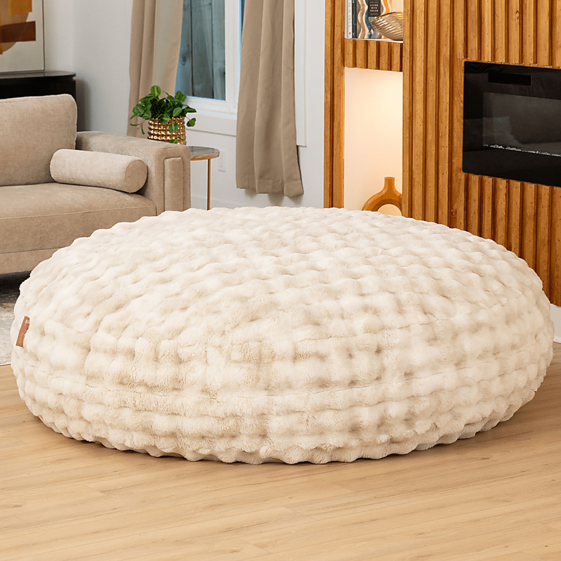 Big Snuggler Cream Bean Bag Lounger - Image 2