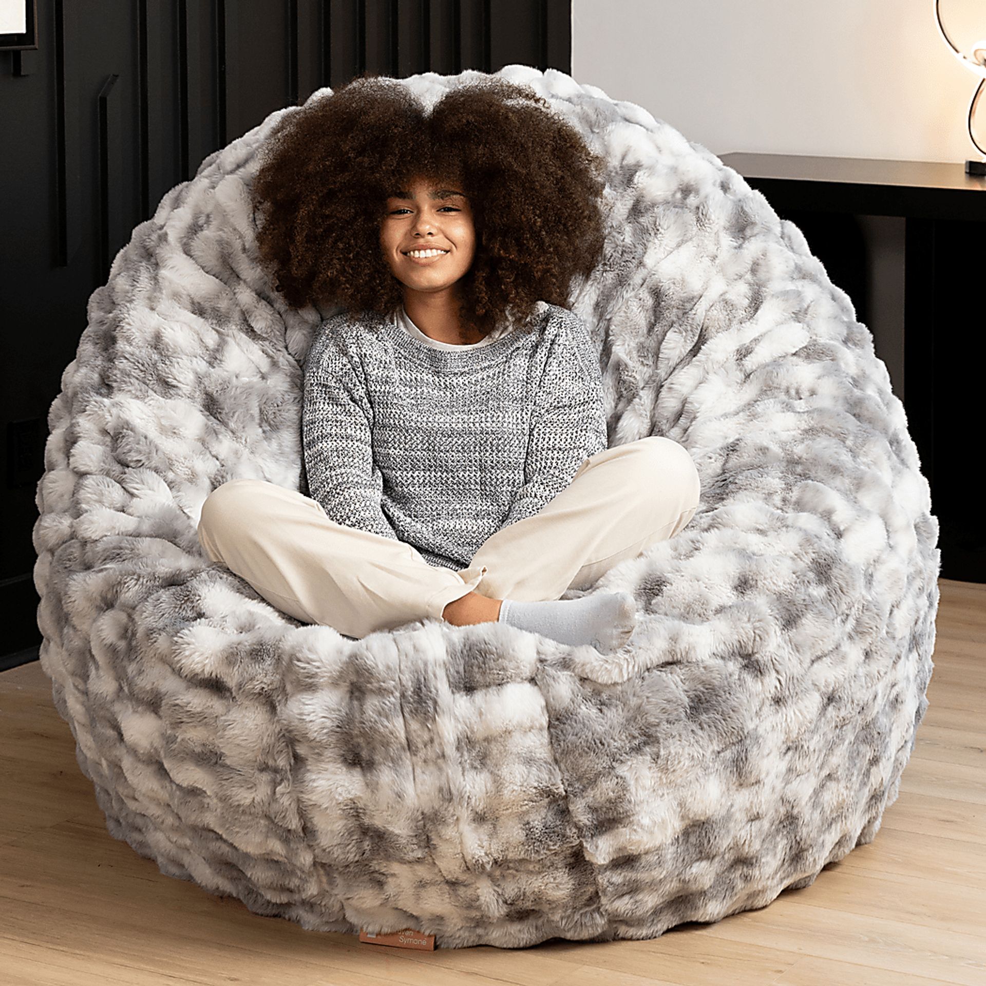 Big Snuggler Gray Bean Bag Lounger - Image 4