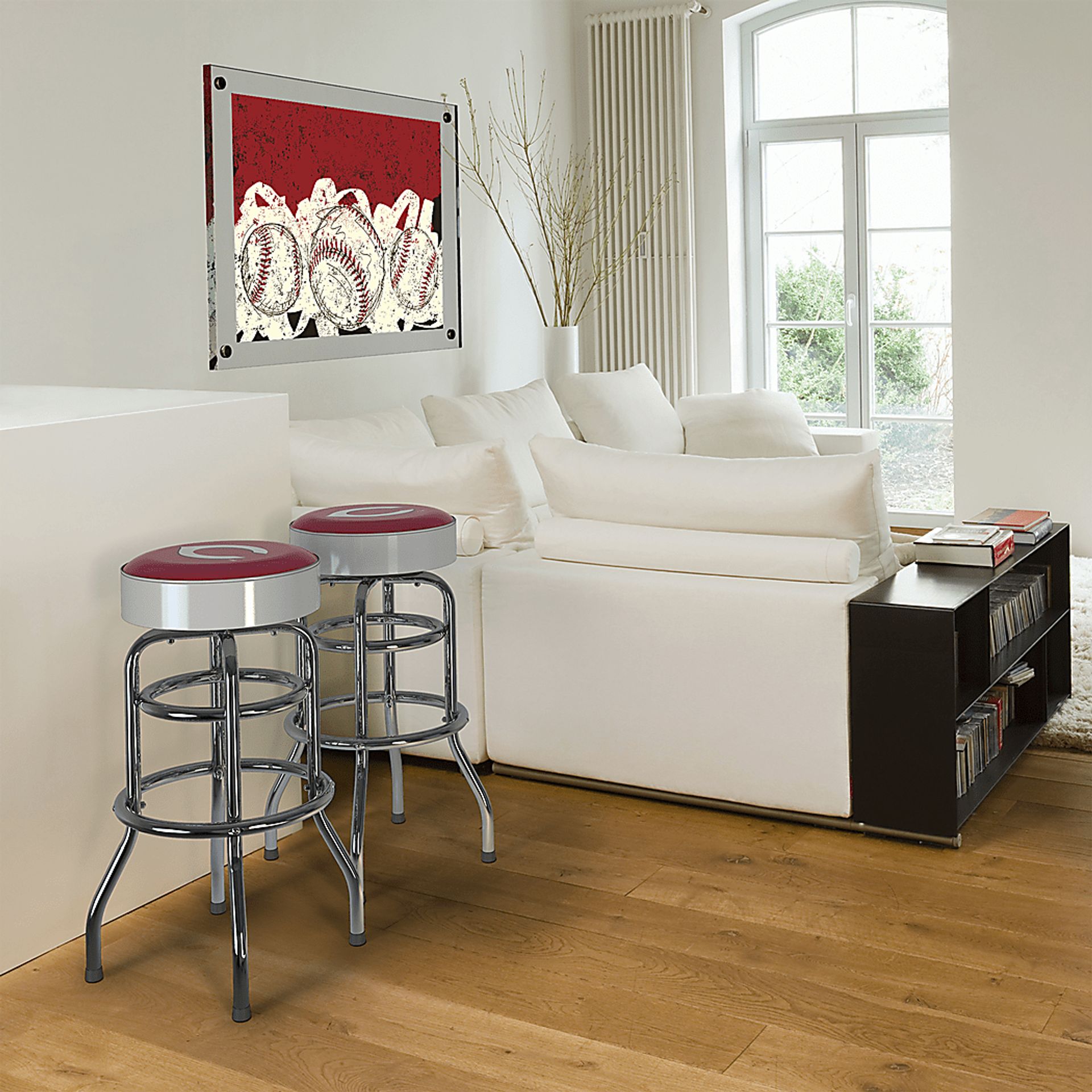 Cincinnati Reds White Barstool - Image 2