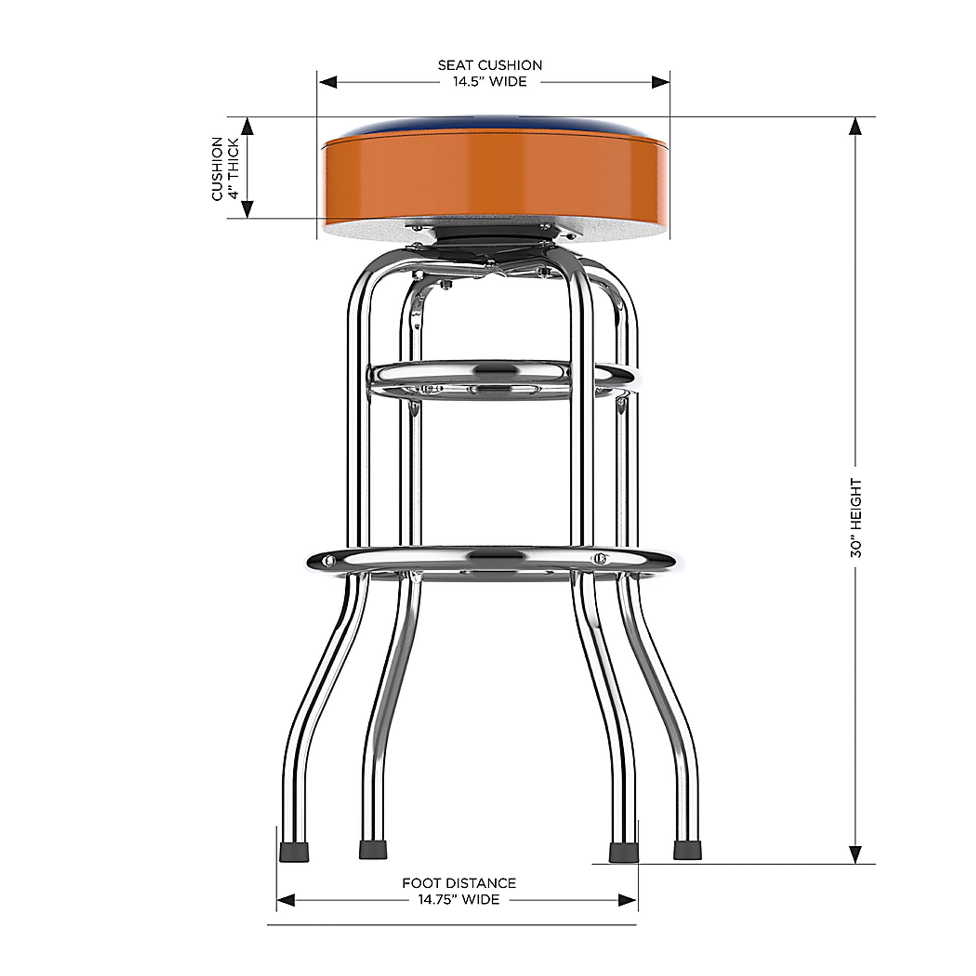 Houston Astros Orange Barstool - Image 5