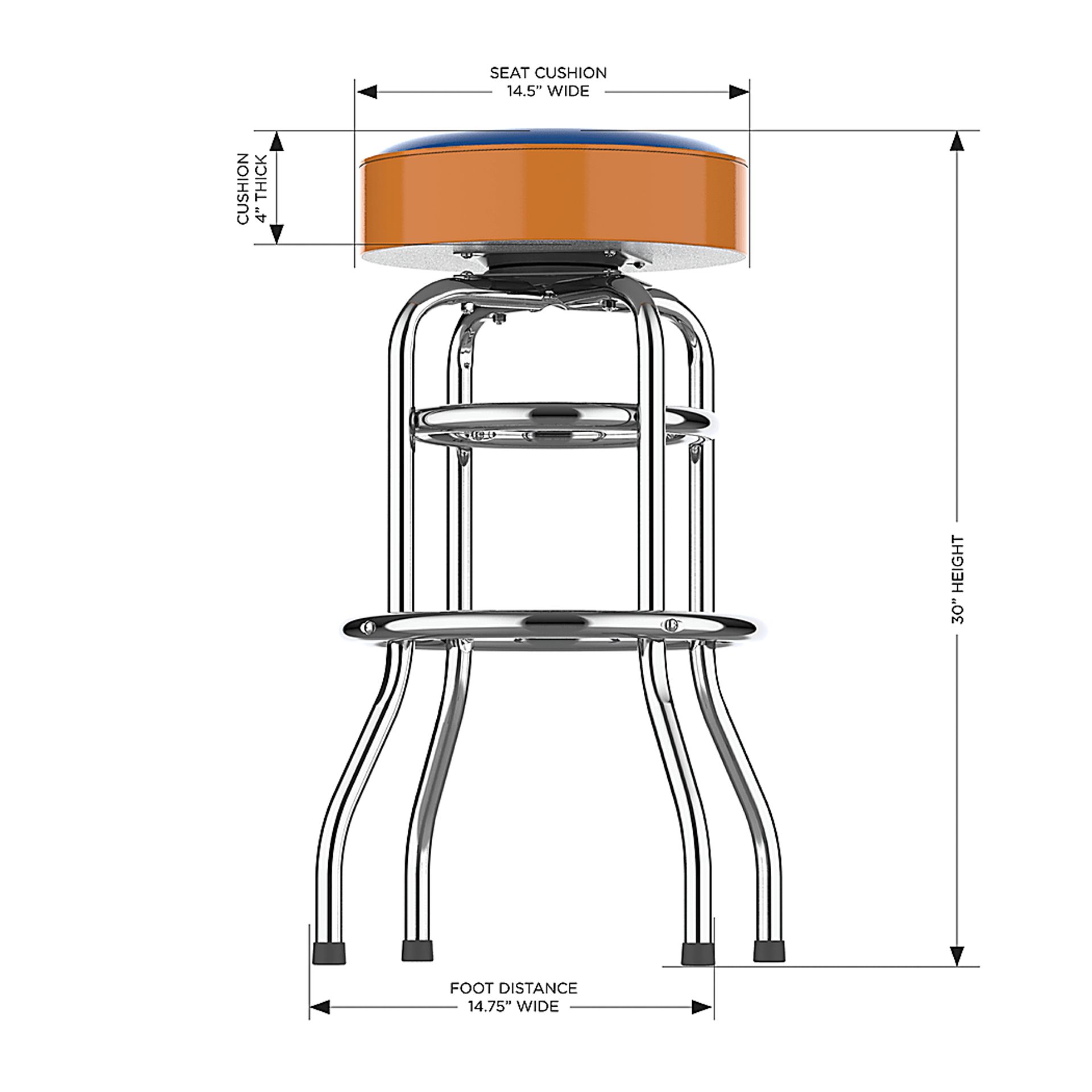 New York Mets Orange Barstool - Image 5