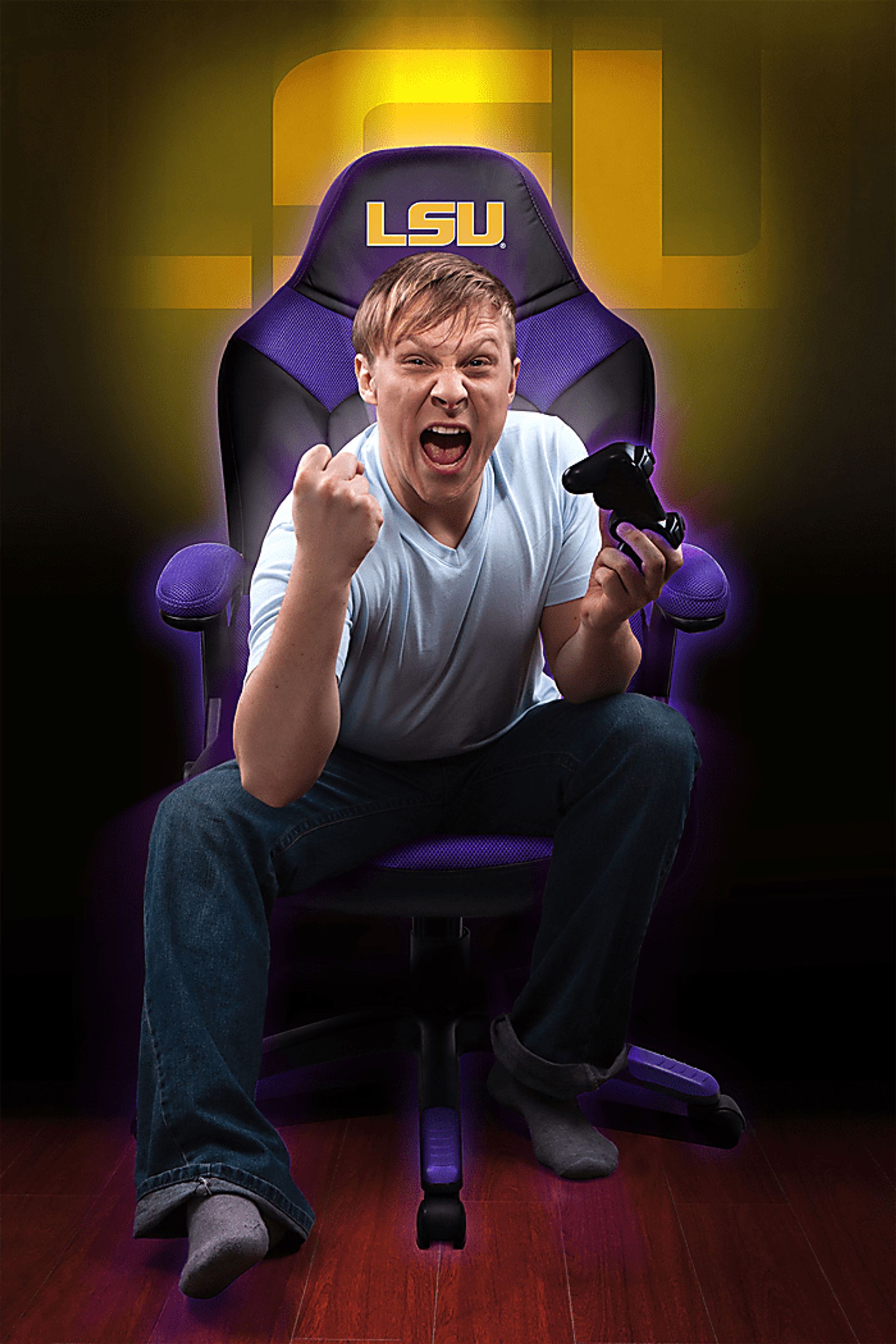 Big Team NCAA Louisiana State University Purple Oversized Gaming Chair - Image 4