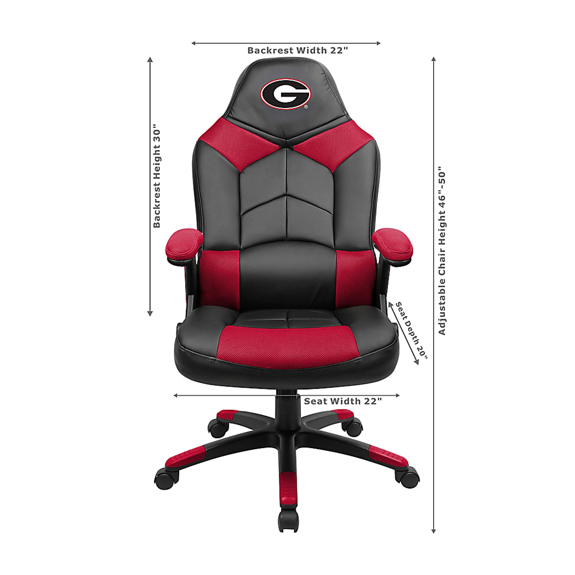 Big Team NCAA University of Georgia Red Oversized Gaming Chair - Image 3