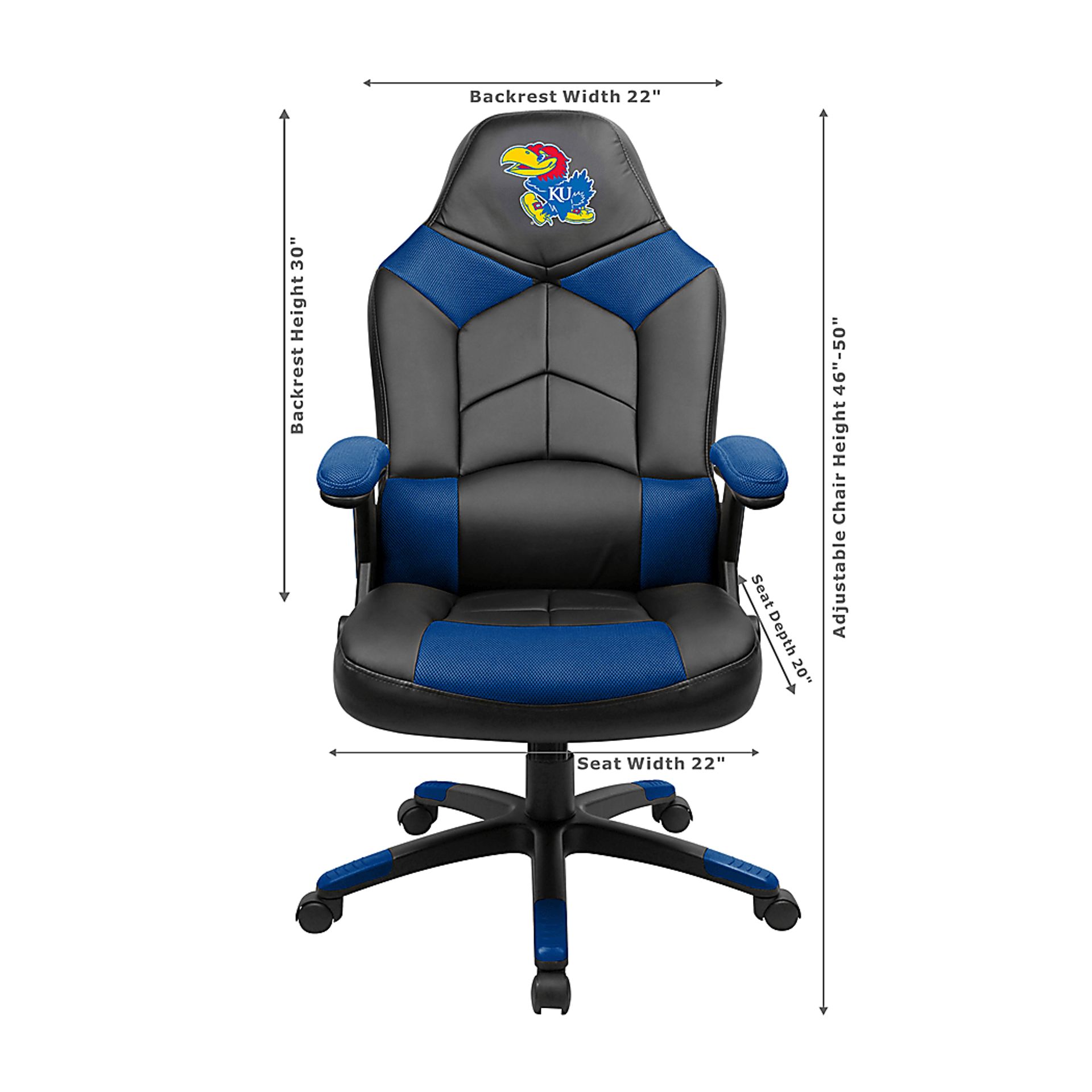 Big Team NCAA University of Kansas Blue Oversized Gaming Chair - Image 3
