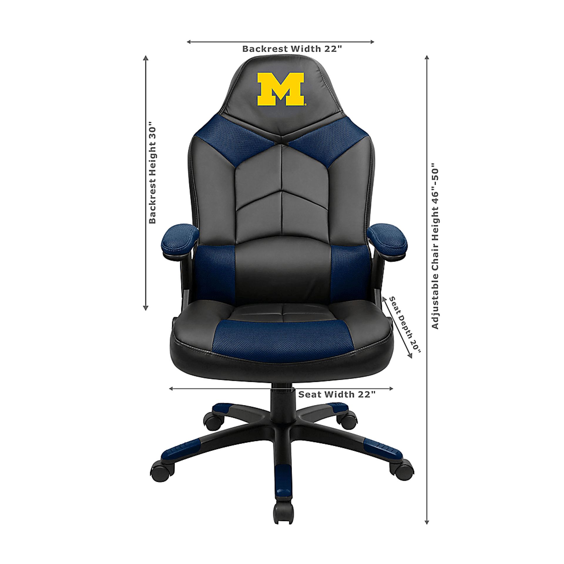 Big Team NCAA University of Michigan Navy Oversized Gaming Chair - Image 3