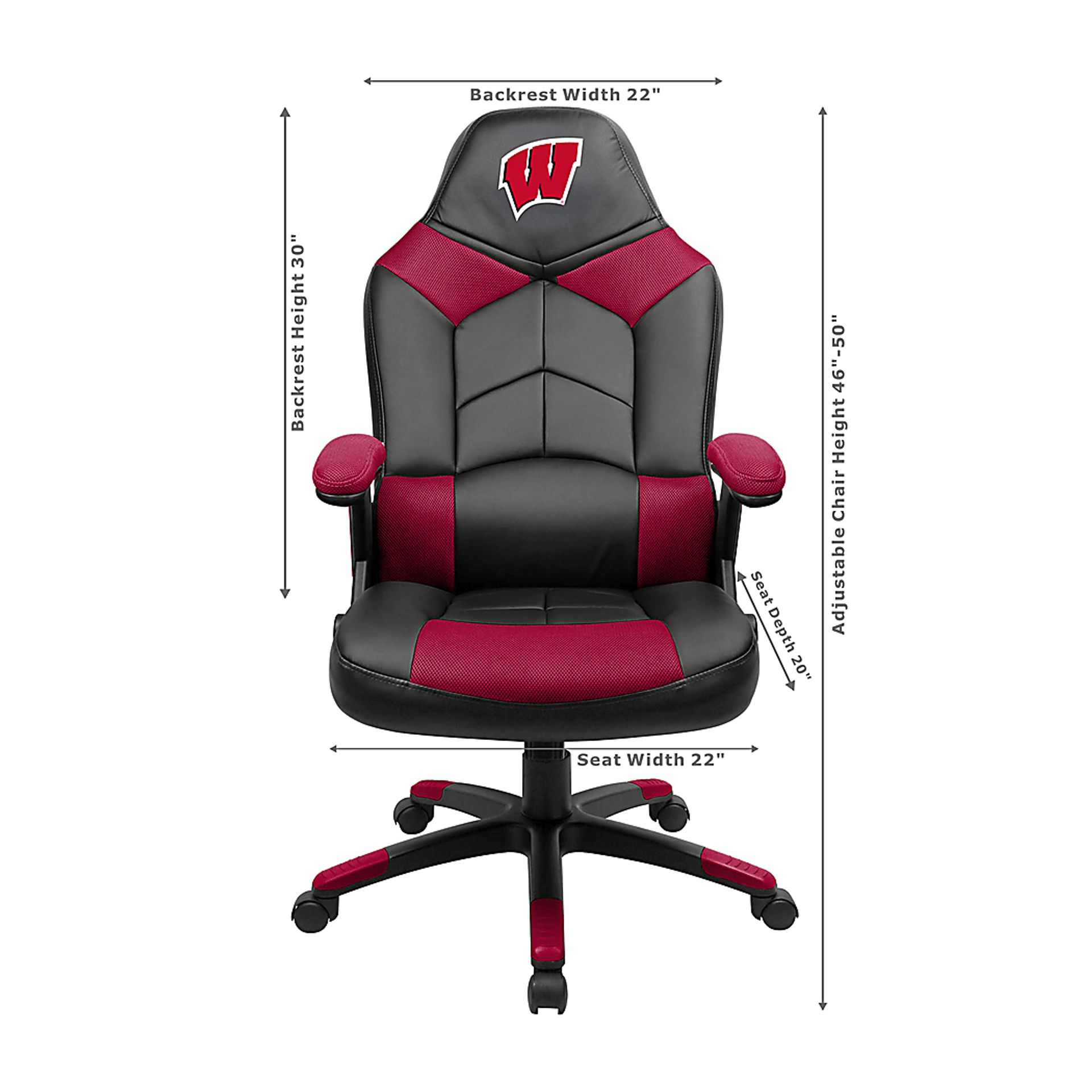 Big Team NCAA University of Wisconsin Red Oversized Gaming Chair - Image 3