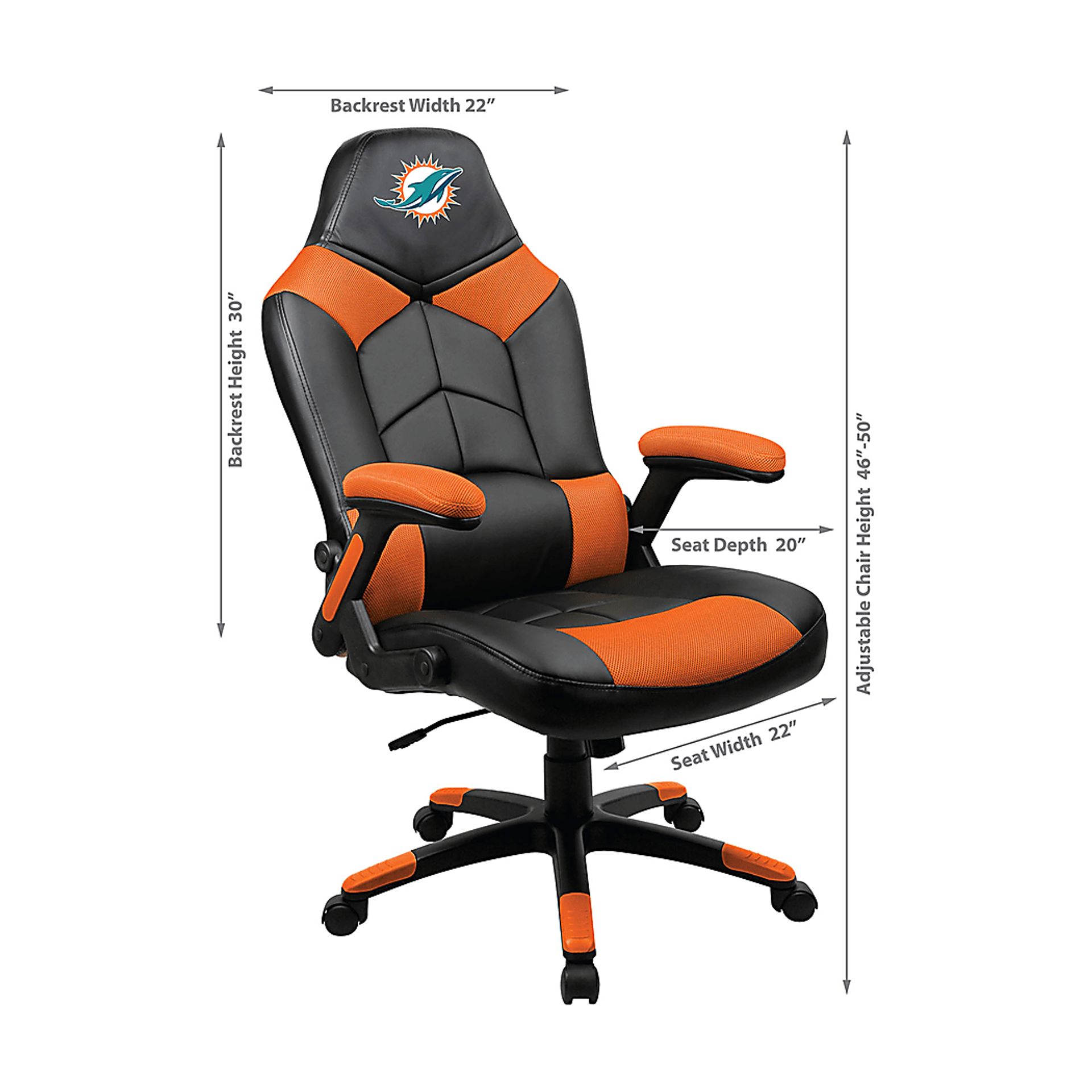 Big Team NFL Miami Dolphins Orange Oversized Gaming Chair - Image 9
