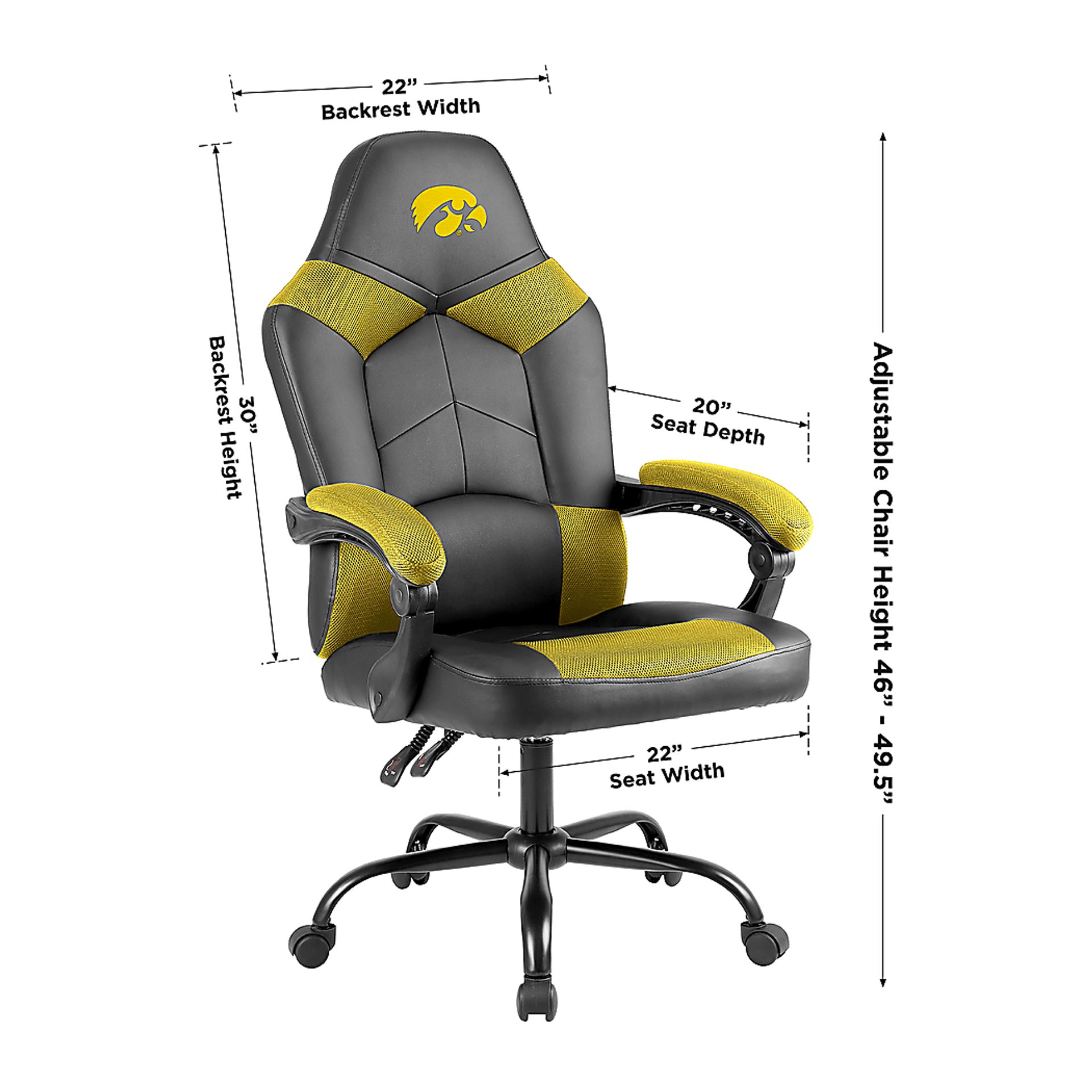 Big Team University of Iowa Yellow Office Chair - Image 4