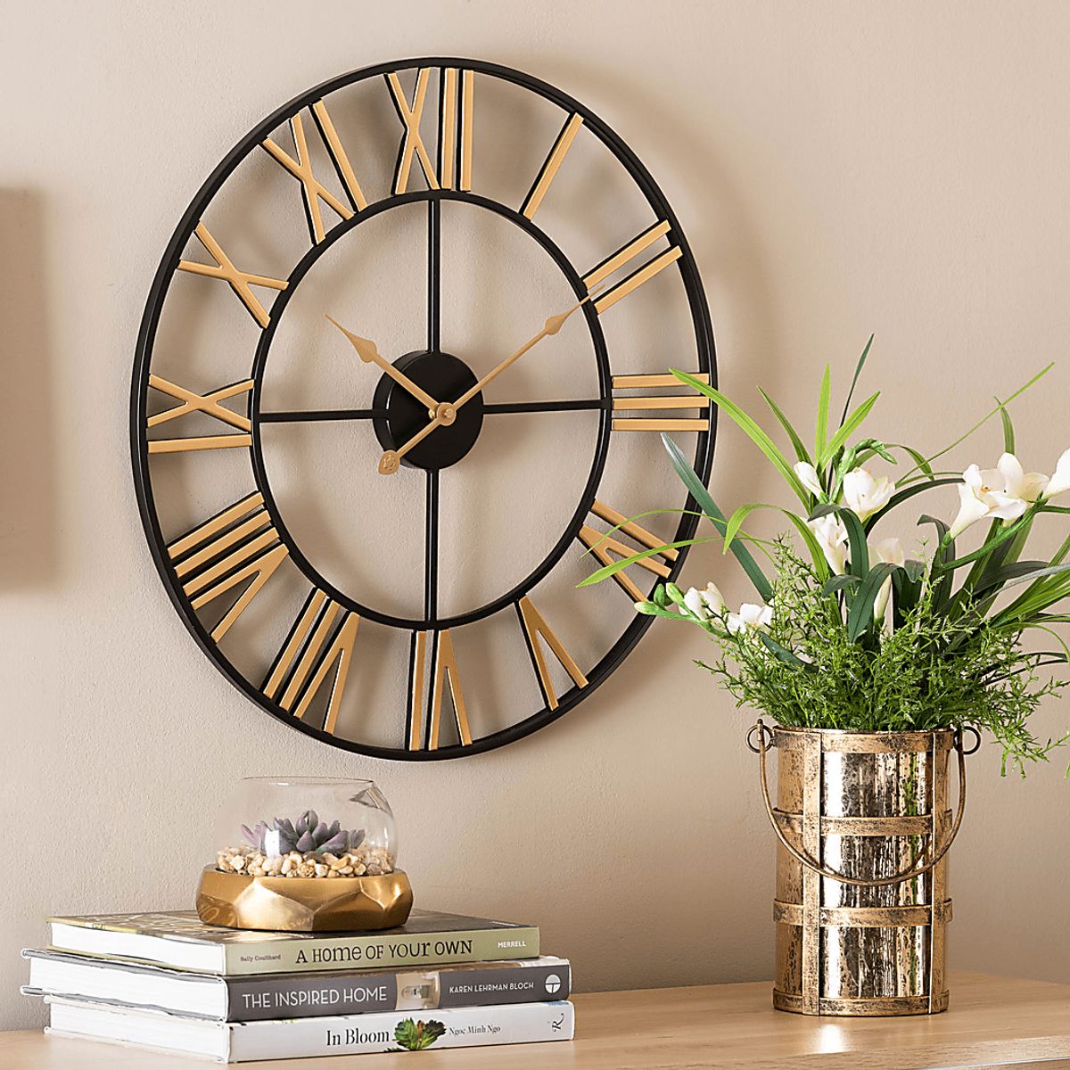 Bilher Black Wall Clock | Rooms to Go