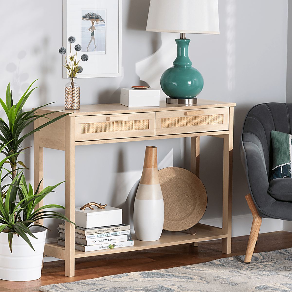 Billiane Brown Dark Wood Light Sofa Table | Rooms to Go