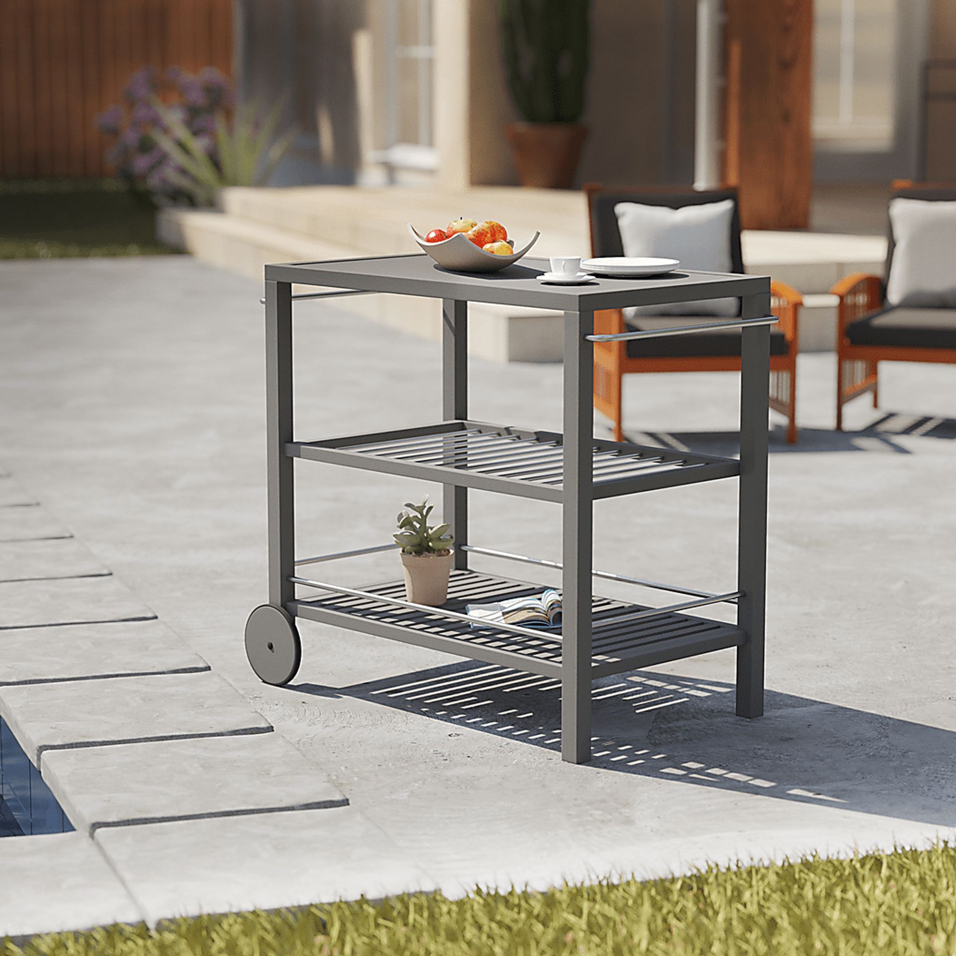 Bilmarsan Gray Outdoor Bar Cart - Image 2