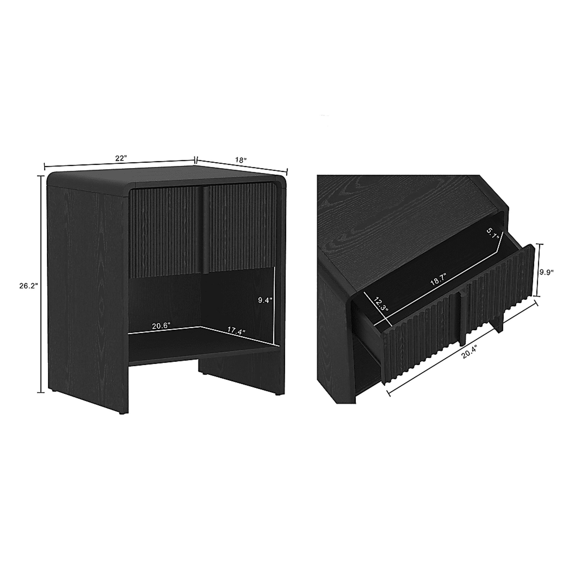 Bilwu I Black Nightstand - Image 5
