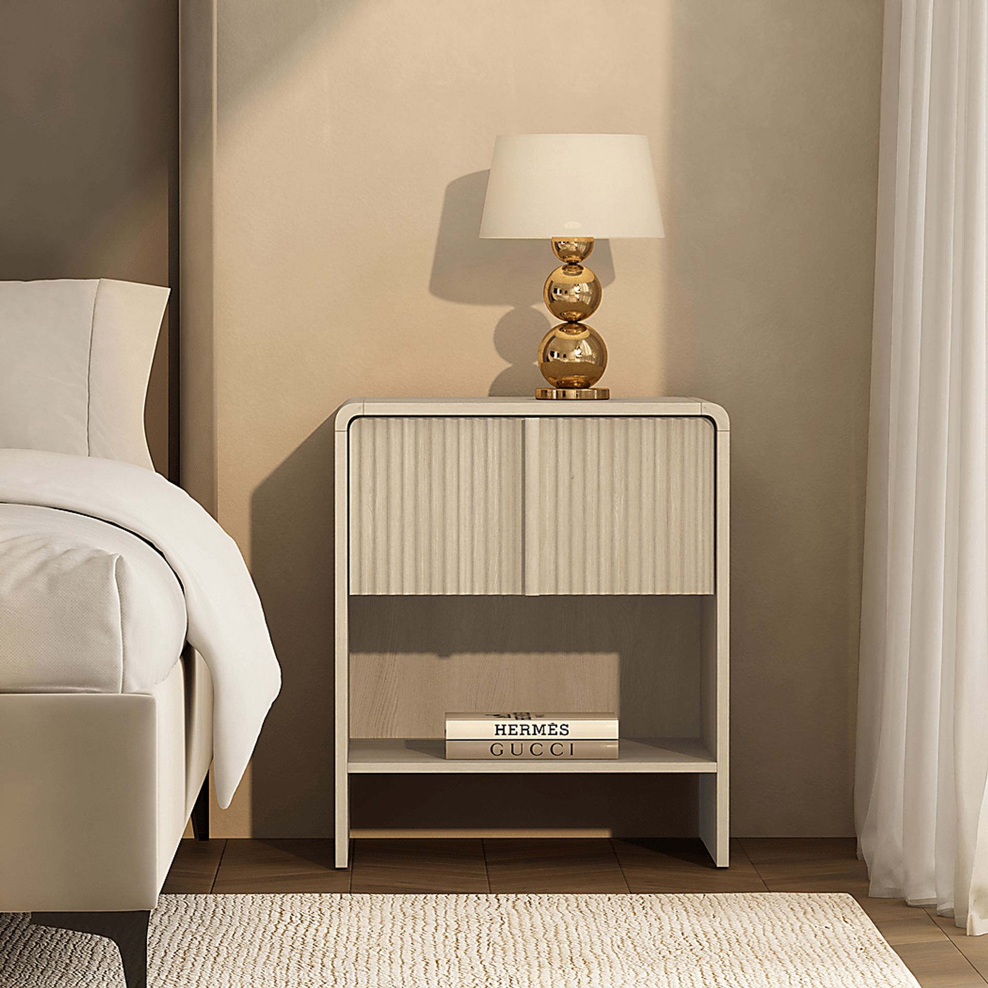 Bilwu I Washed White Nightstand - Image 2
