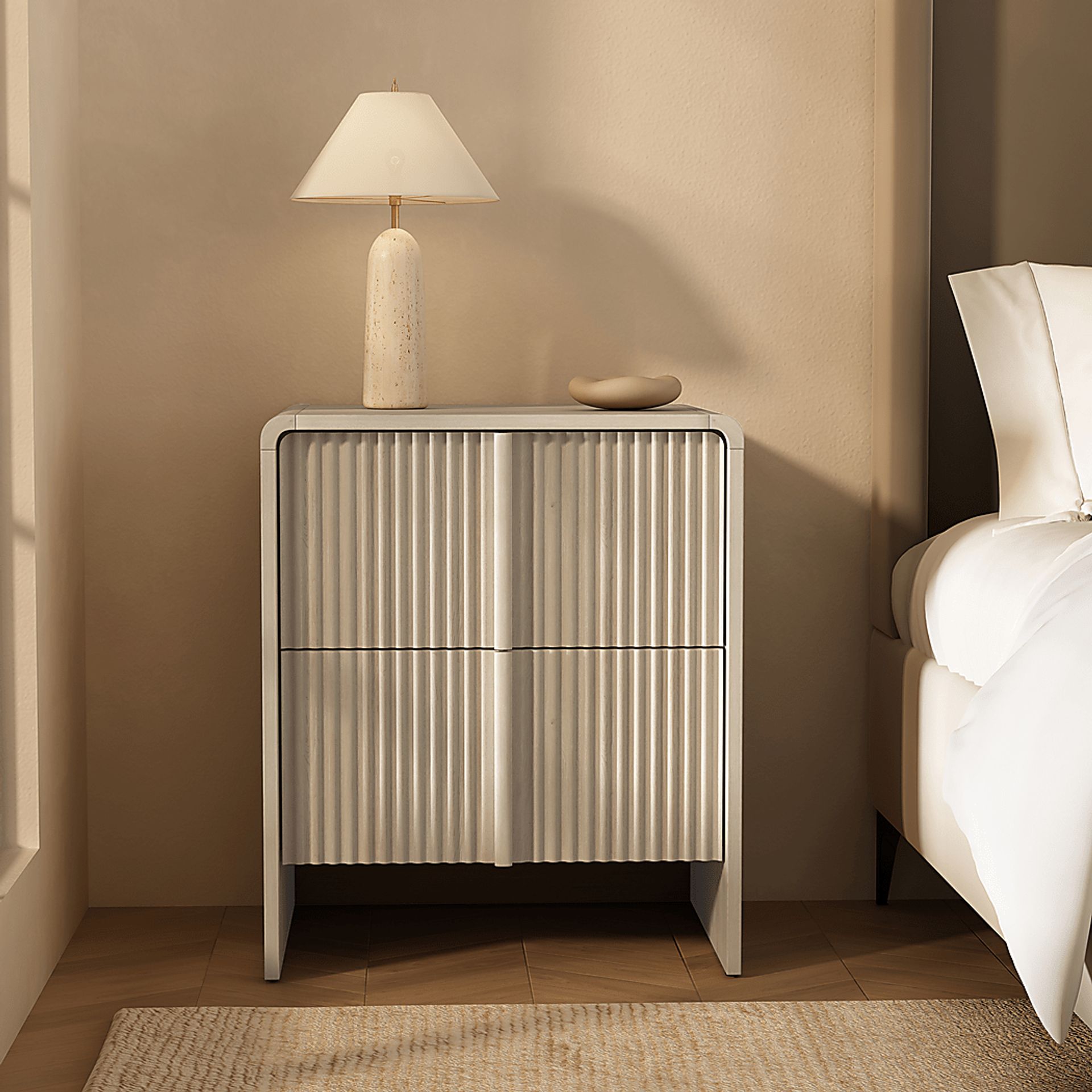 Bilwu II Washed White Nightstand - Image 3