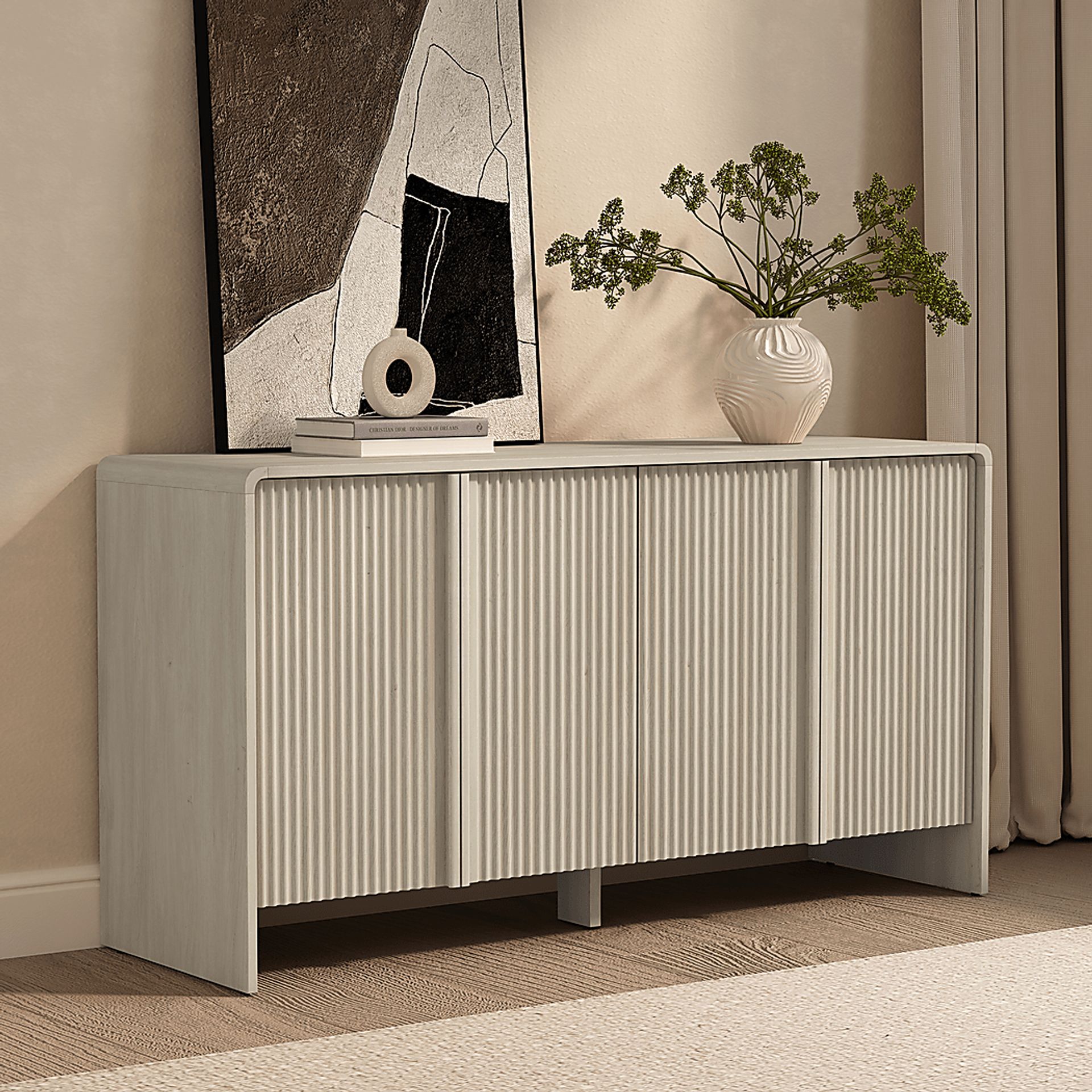 Bilwu Washed White Sideboard - Image 2